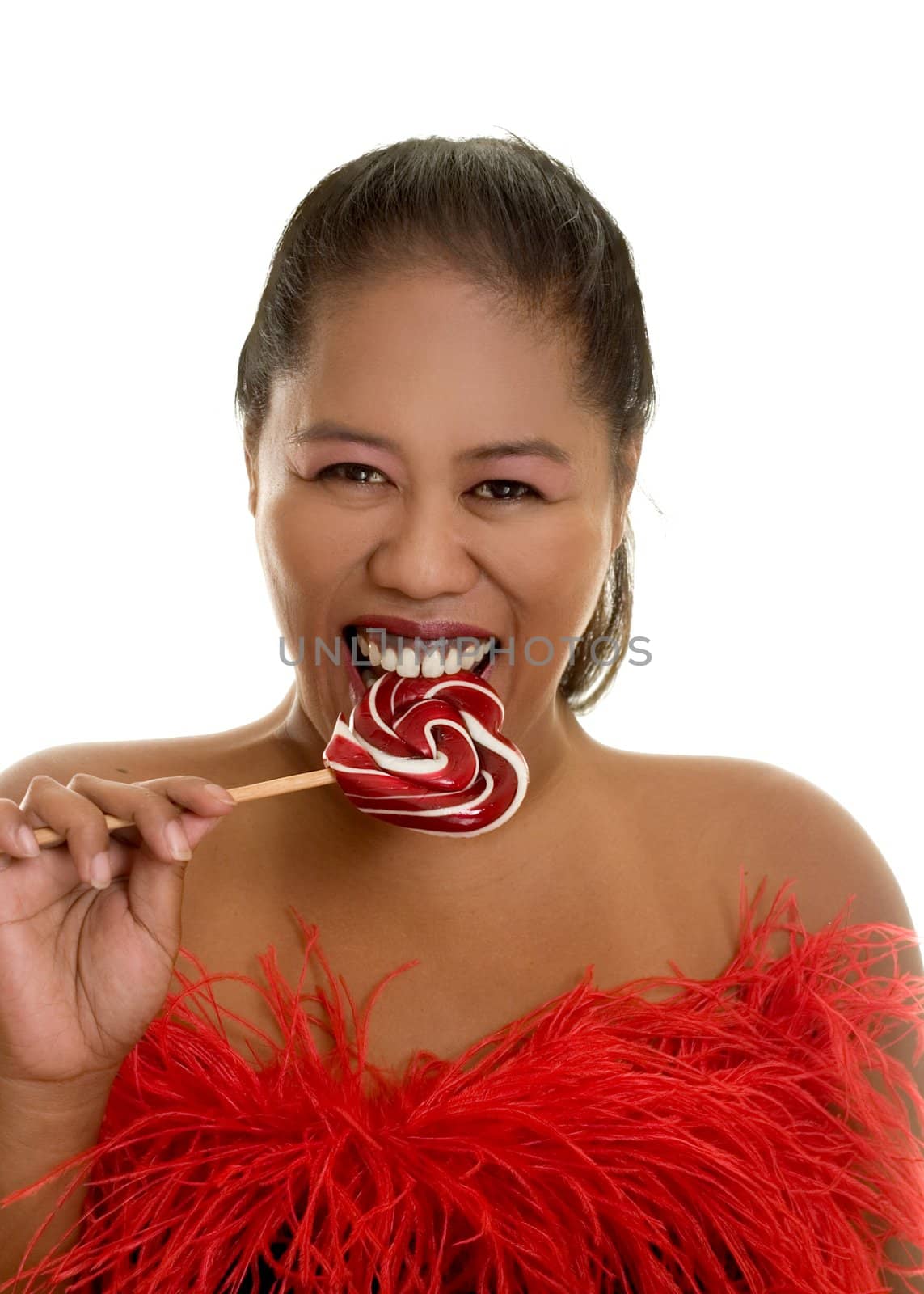 Sweet Tooth - Woman with heart lollipop by lovleah