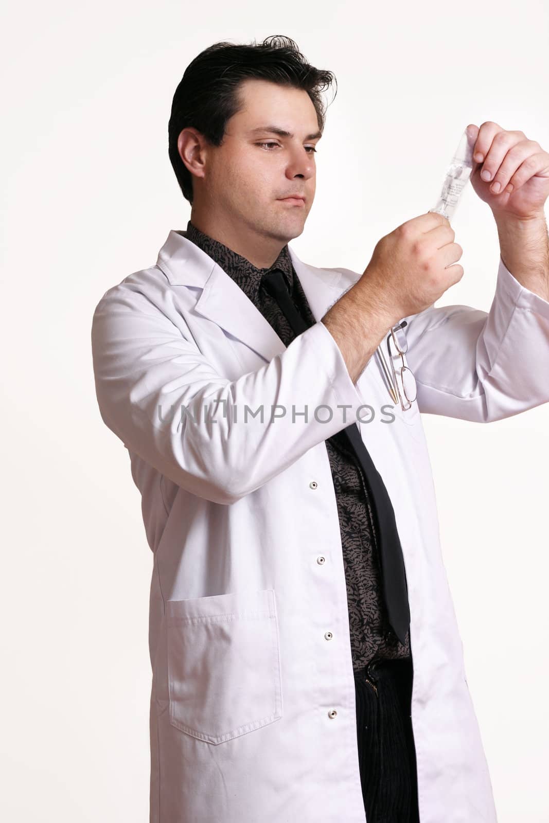 Doctor with saline solution by lovleah