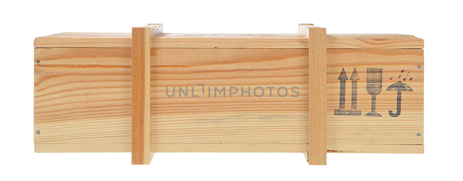 model of a wooden shipping box isolated on white background with clipping paths