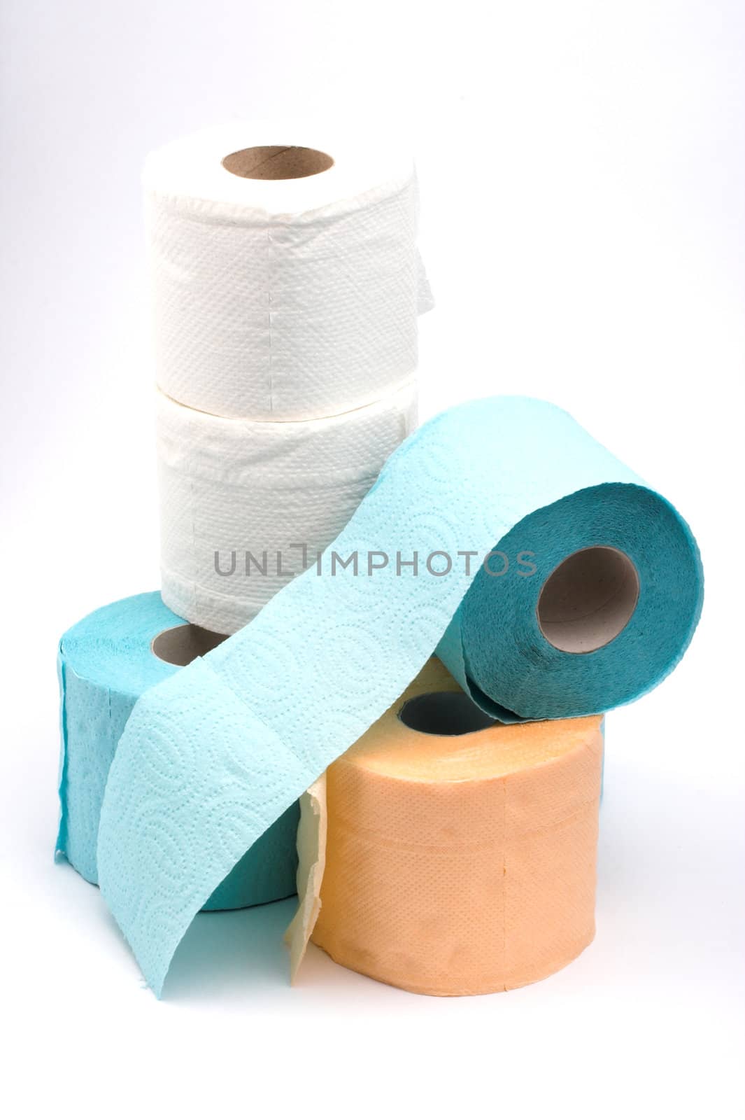 Stack of some rolls of color toilet paper