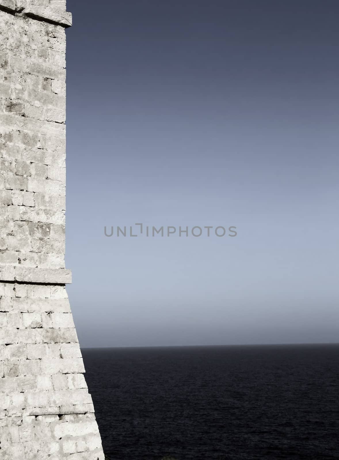 Medieval castle wall situated in a strategic defensive location, in Malta