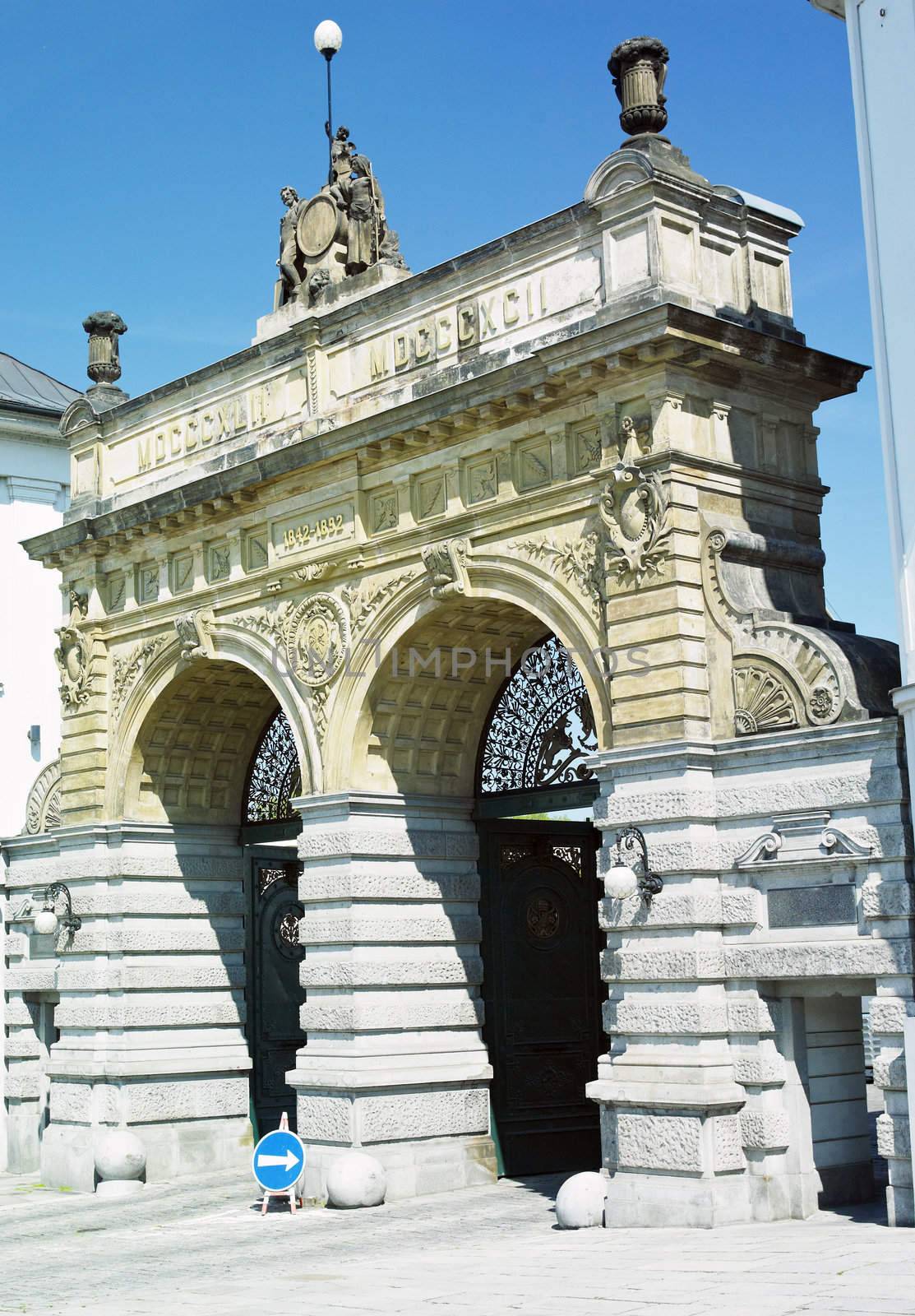 brewery gate, Plzen (Pilsen), Czech Republic