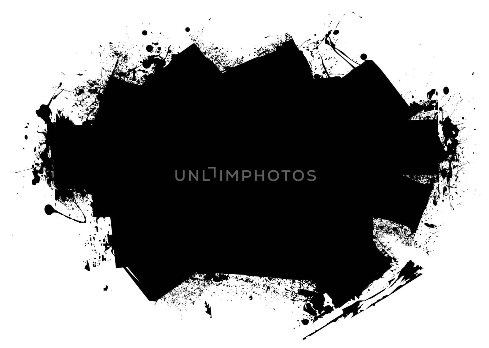 Grunge style black roller marks with ink splats and room for text
