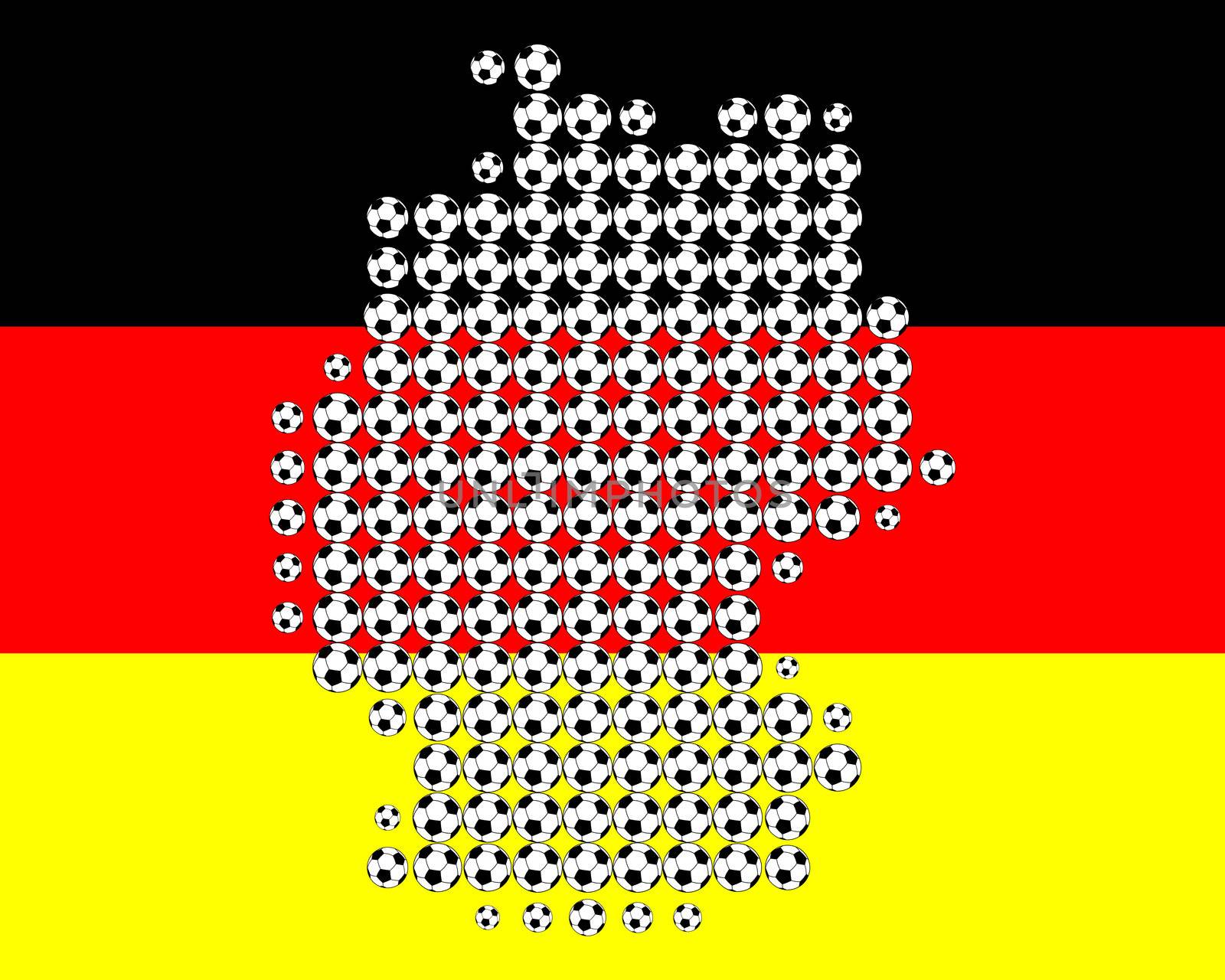 Map of Germany in soccer balls