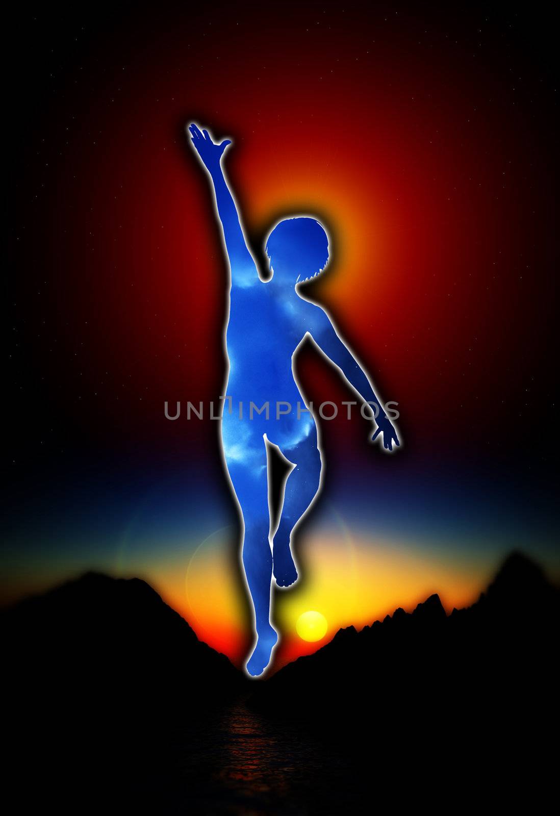 Concept image about reaching for life's goals.