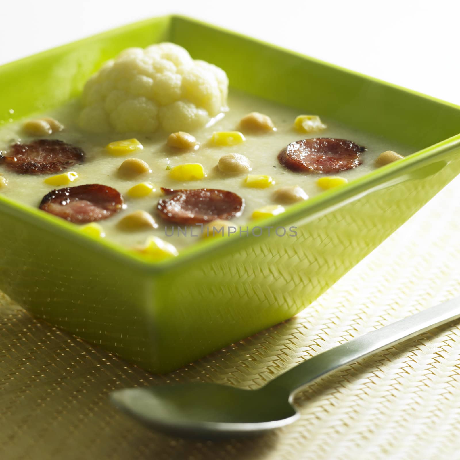 mixed cauliflower soup with sausage