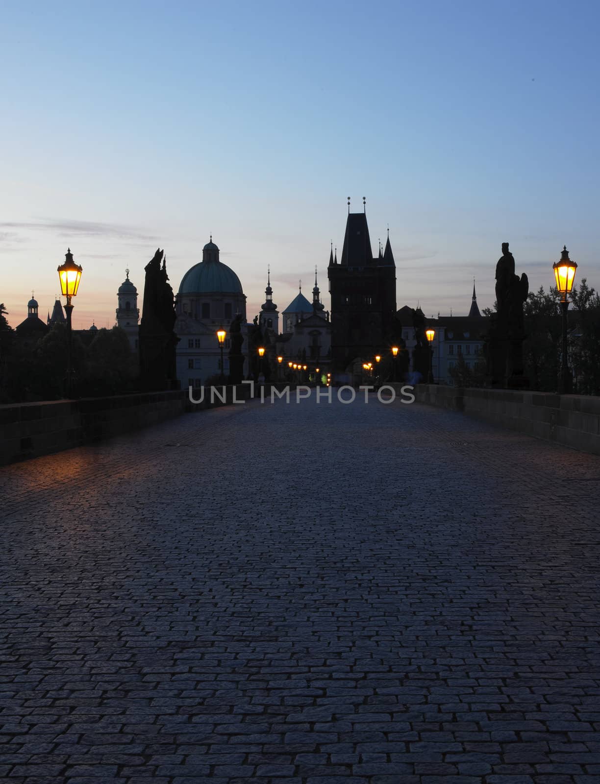 Charles bridge at dawn, Prague, Czech Republic