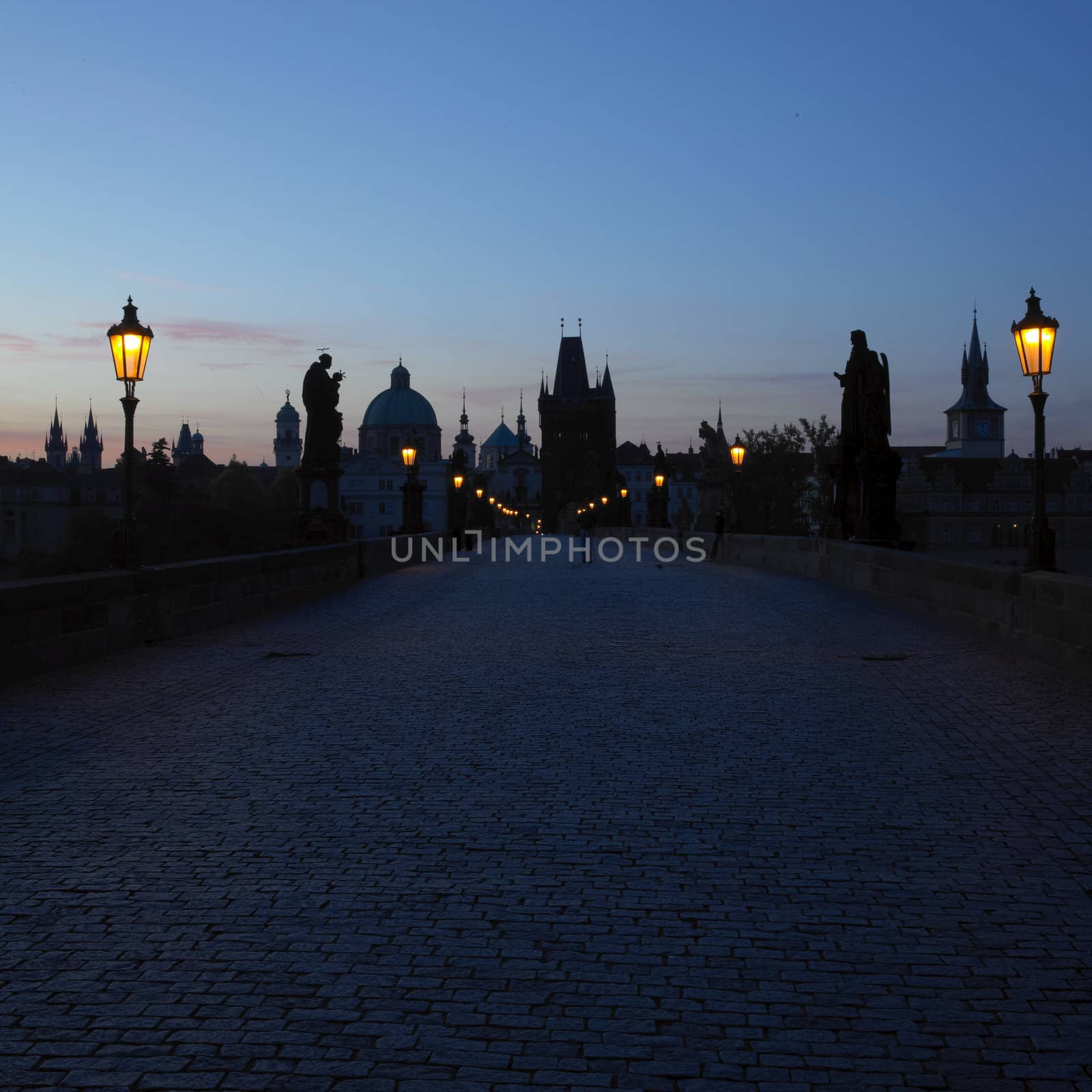 Charles bridge at dawn, Prague, Czech Republic
