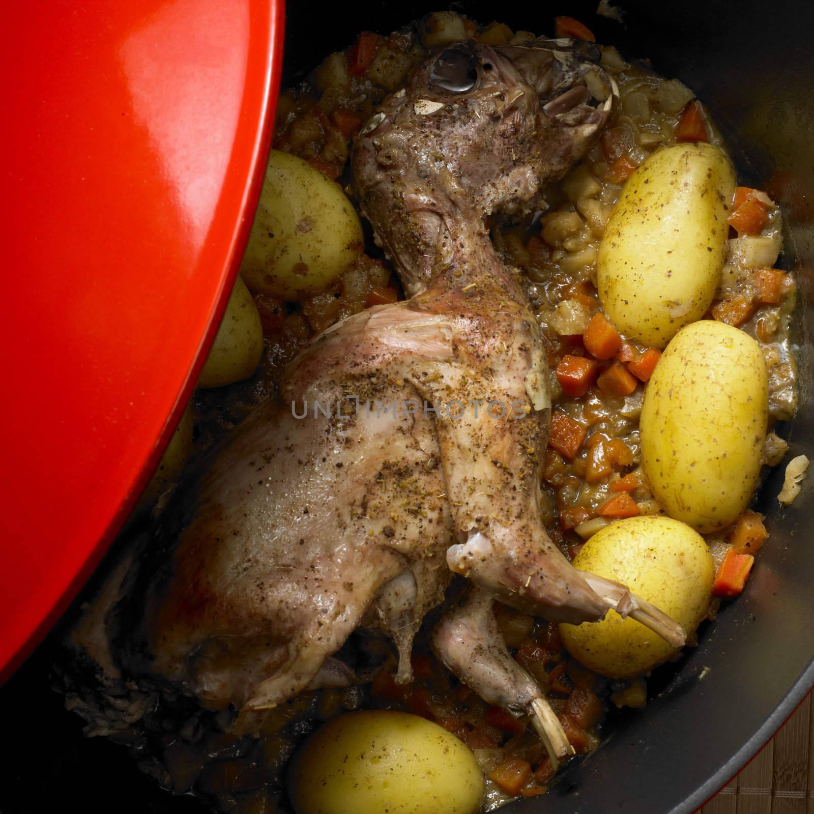 rabbit with side-dish from one pot