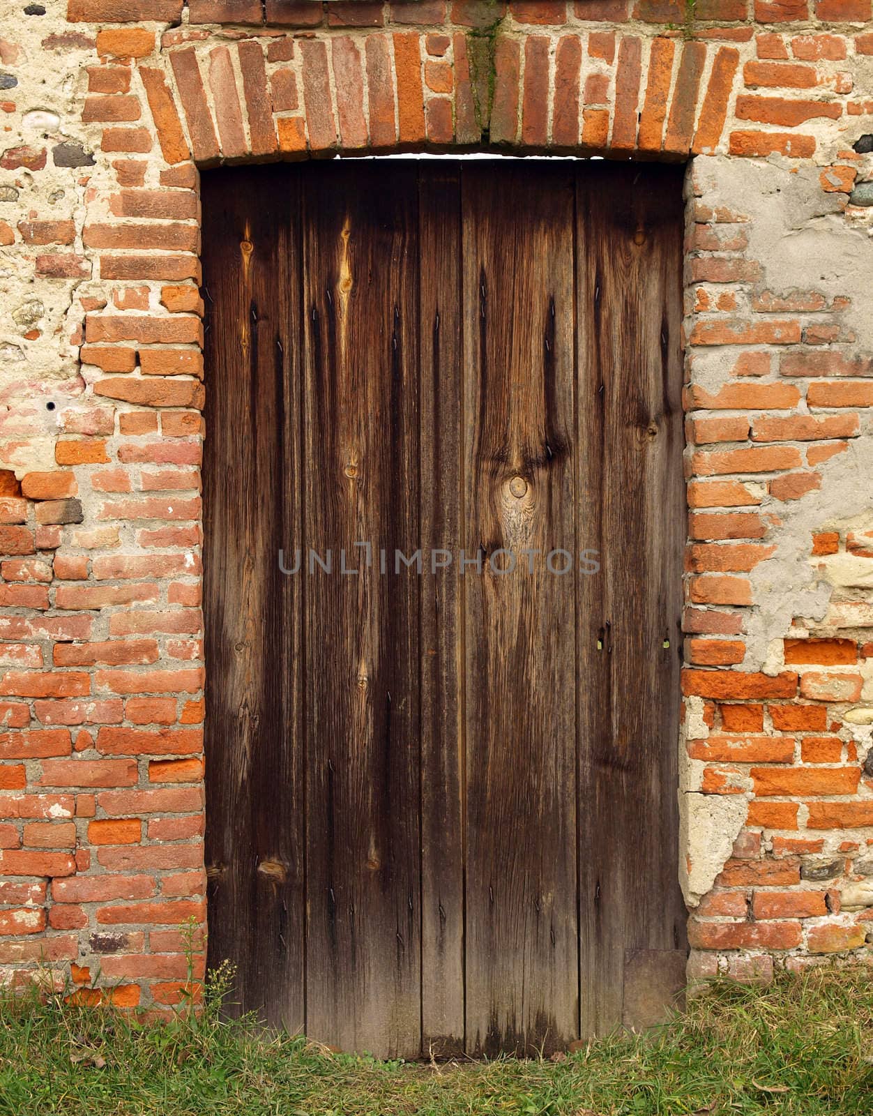 An old wooden door in a wall