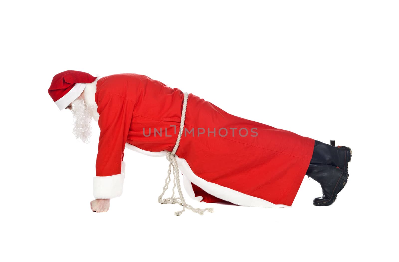 Santa Claus doing push ups