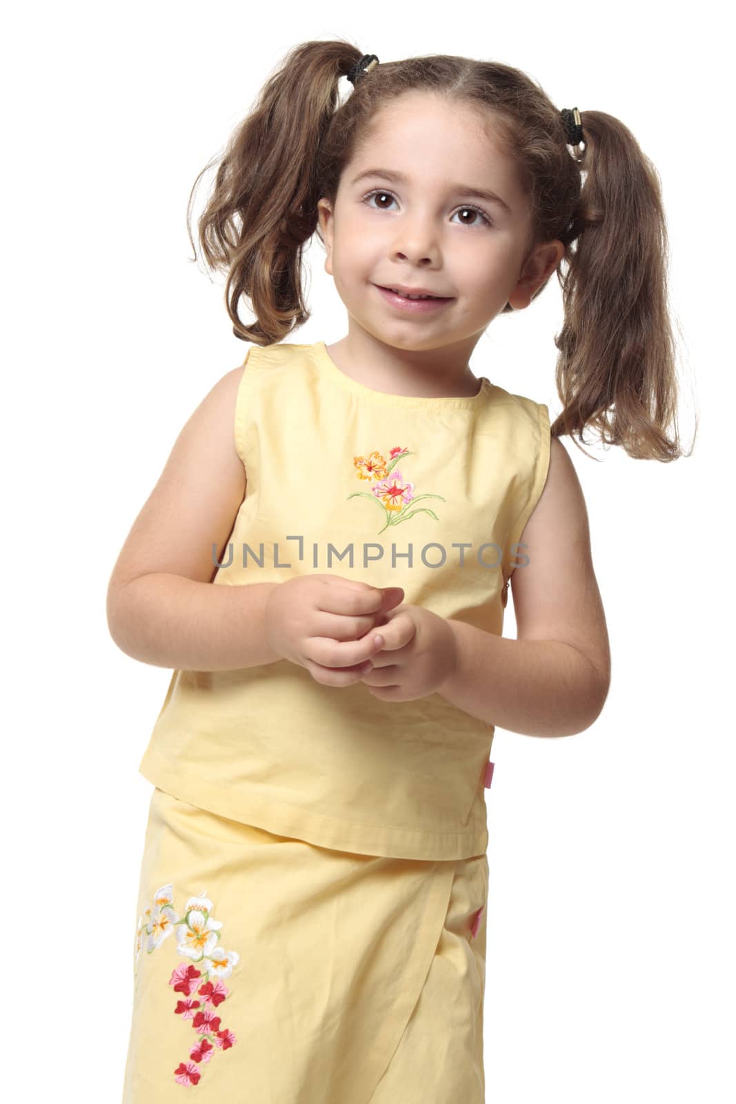 Pretty smiling little girl with ponytails by lovleah