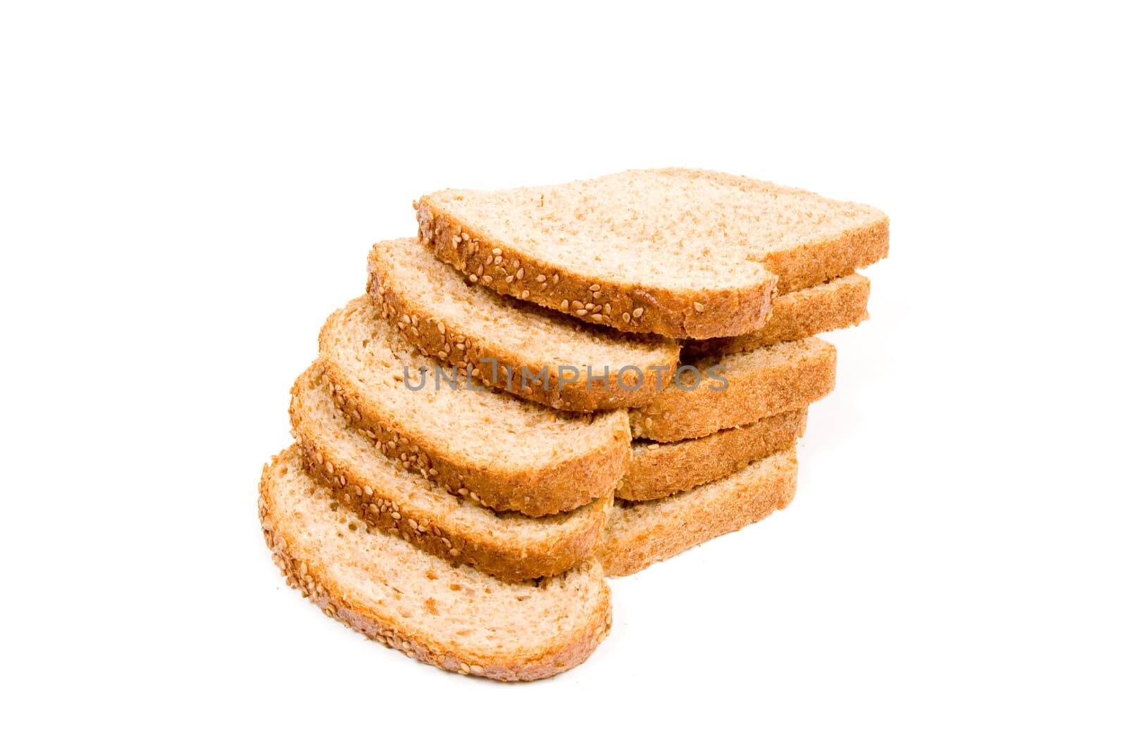 perfect slices of bread isolated on a white background by ladyminnie