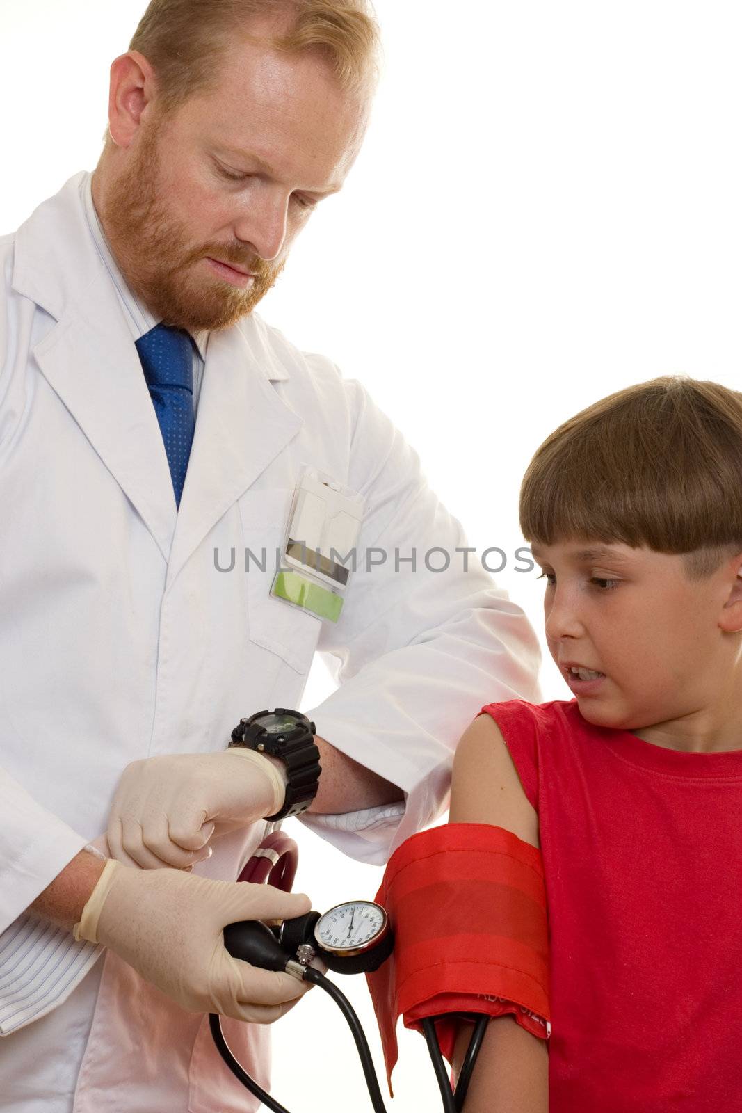 A doctor is pumping up a blood pressure cuff in order to take a reading.

High blood pressure makes your heart work harder than normal. Both the heart and arteries are then more prone to injury. High blood pressure increases the risk of heart attacks, strokes, kidney failure, eye damage, congestive heart failure and fatty buildups in arteries called atherosclerotic plaques