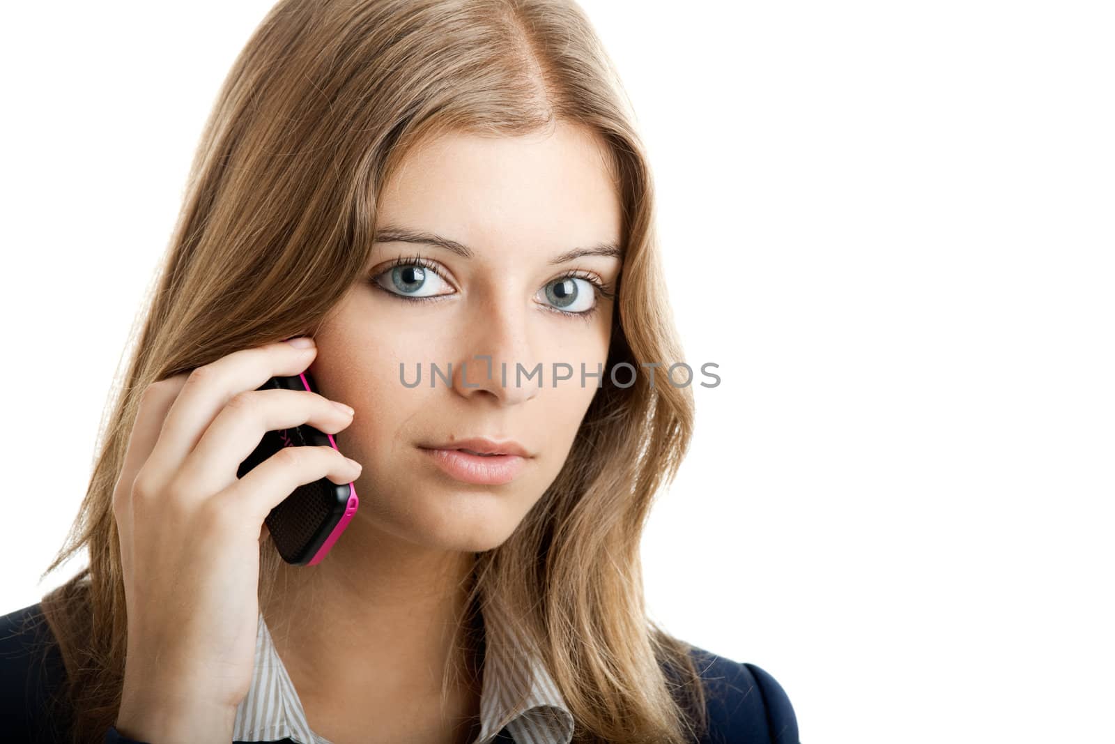 Business woman using a cell phone by Iko