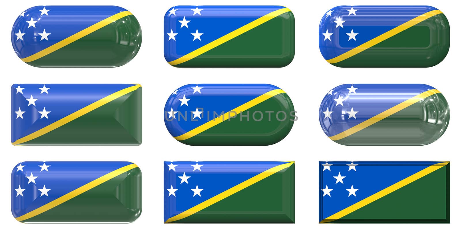 nine glass buttons of the  Flag of Solomon Islands