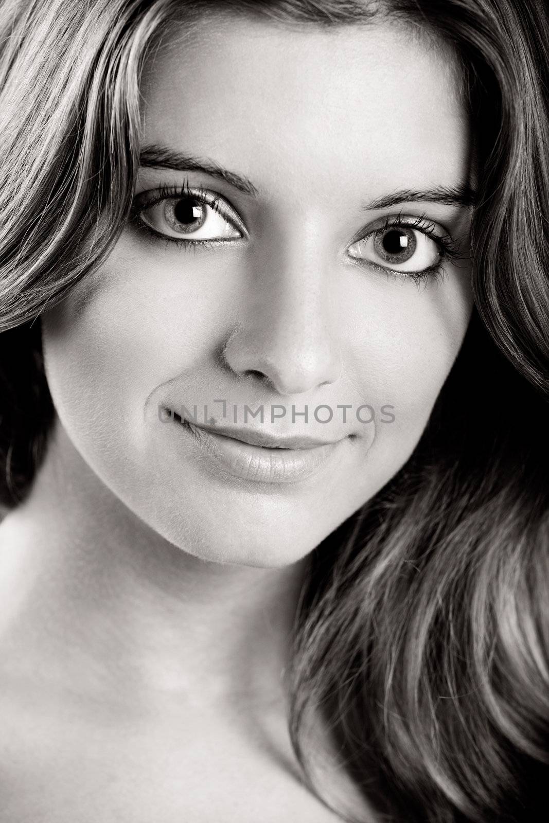 Close-up portrait of a Fresh and Beautiful young woman, toned in PS