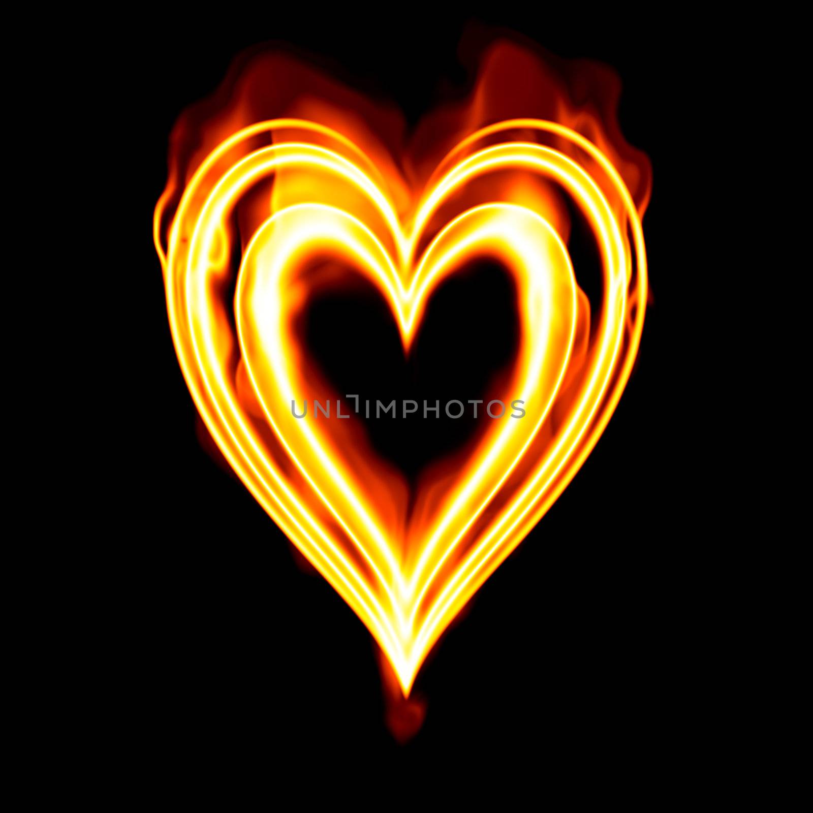 heart on fire to symbolise burning passion and love