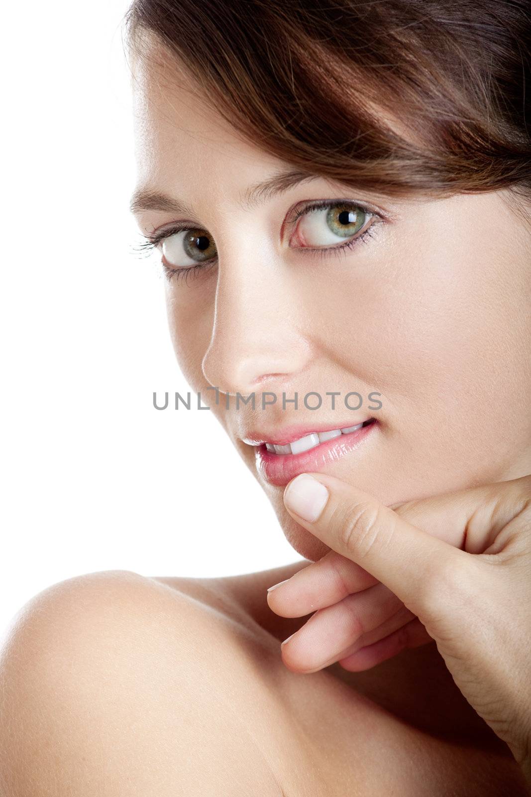 Portrait of a Healthy and young woman isolated on white