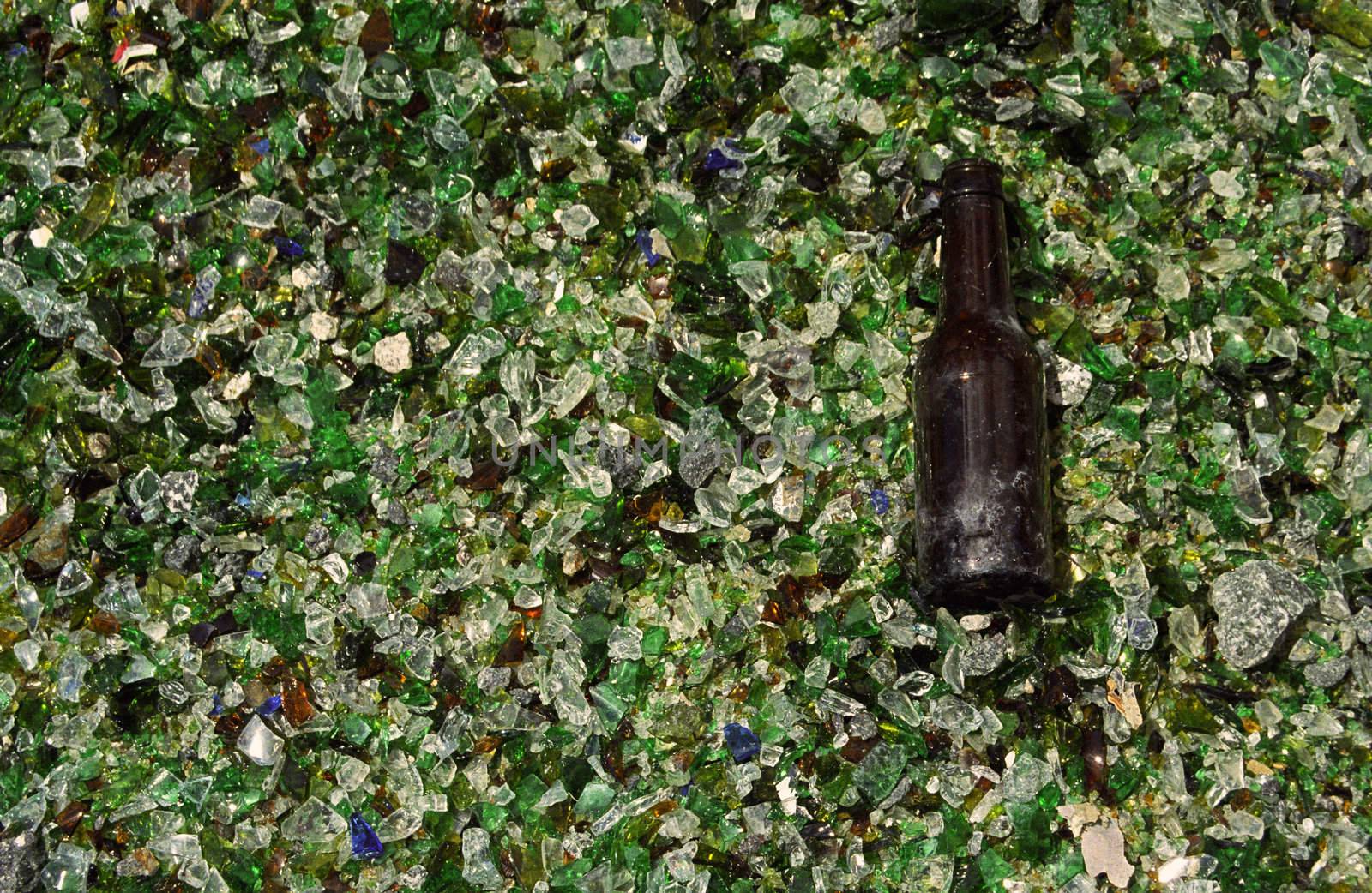 Bottle on a Bed of Crushed Glass by pjhpix