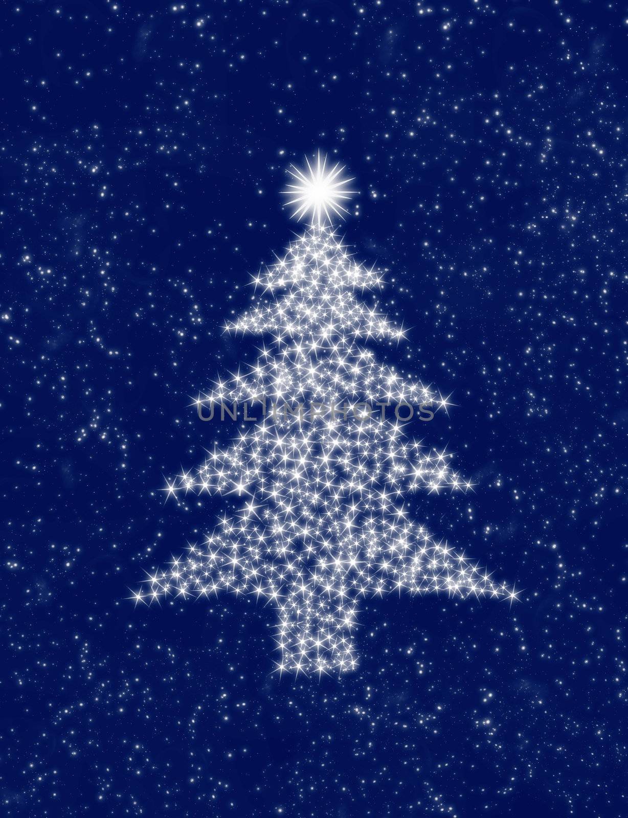 christmas tree made up of stars in the night sky