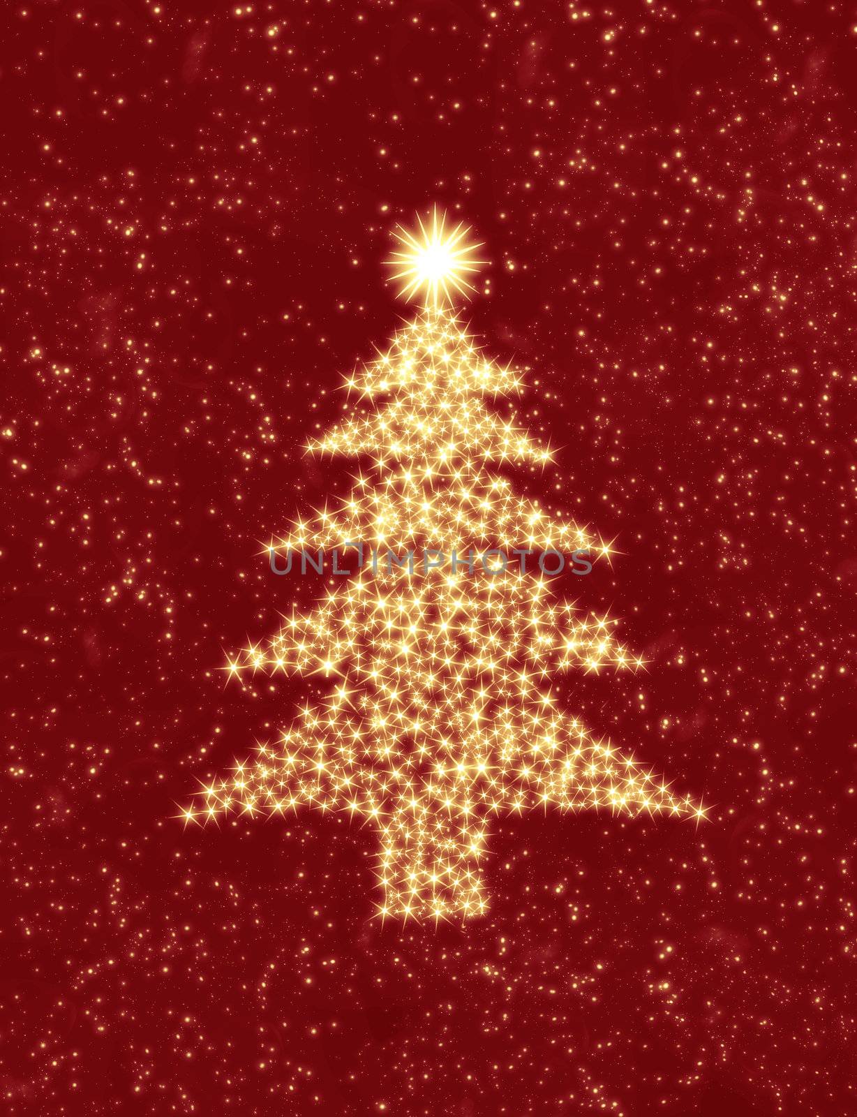 christmas tree made up of stars in the night sky