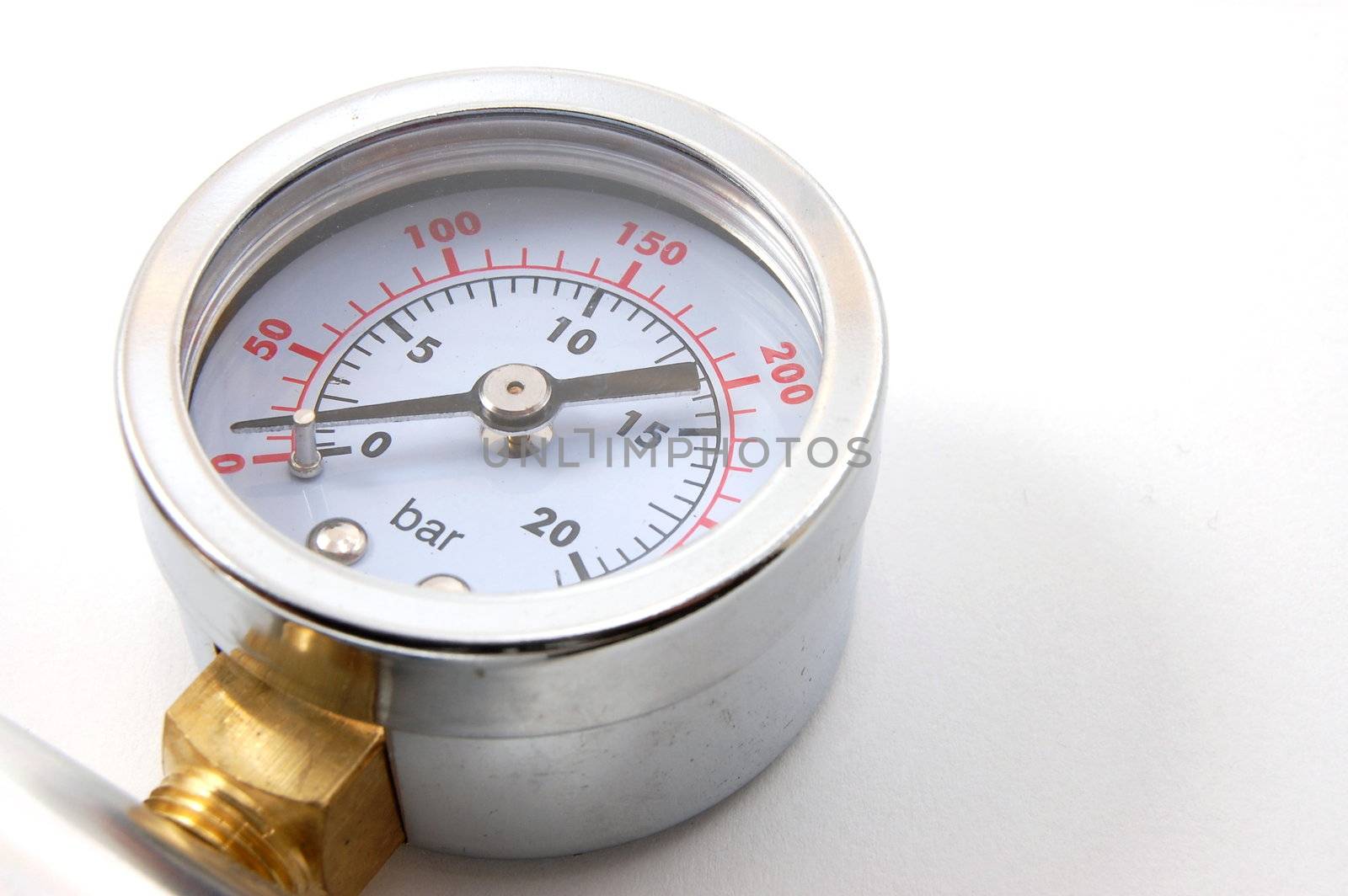 high pressure barometer of a pump on white background