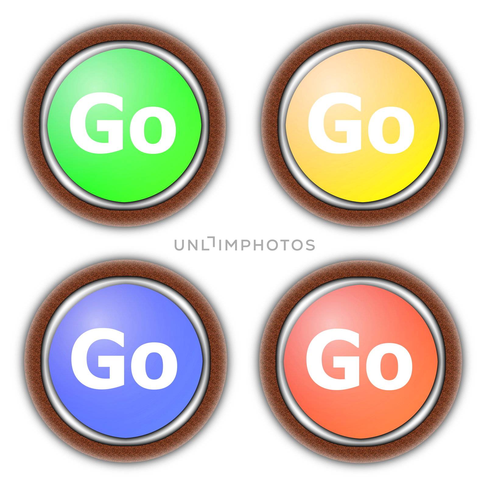 go or start button collection isolated on white