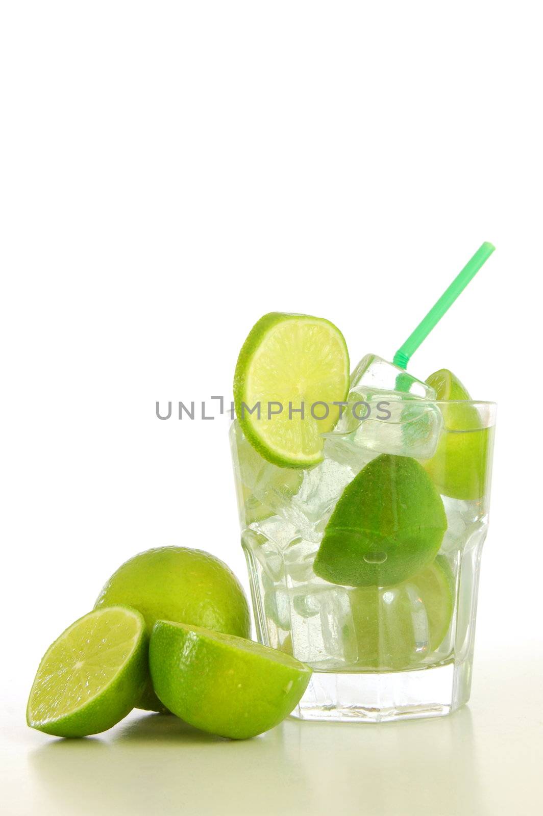 cocktail drink with lime like Caipirinha or mojito
