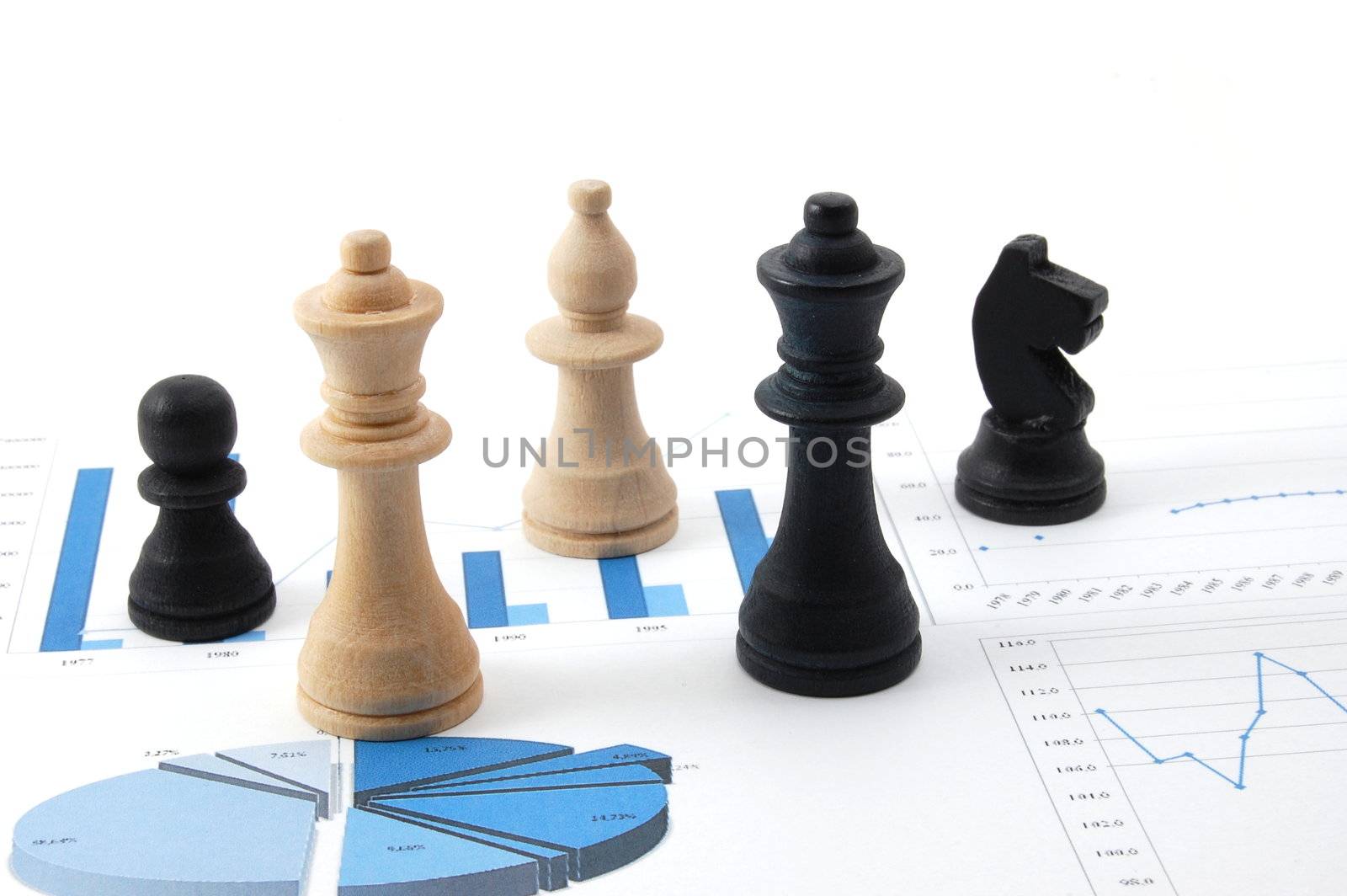 chess man over business chart by gunnar3000