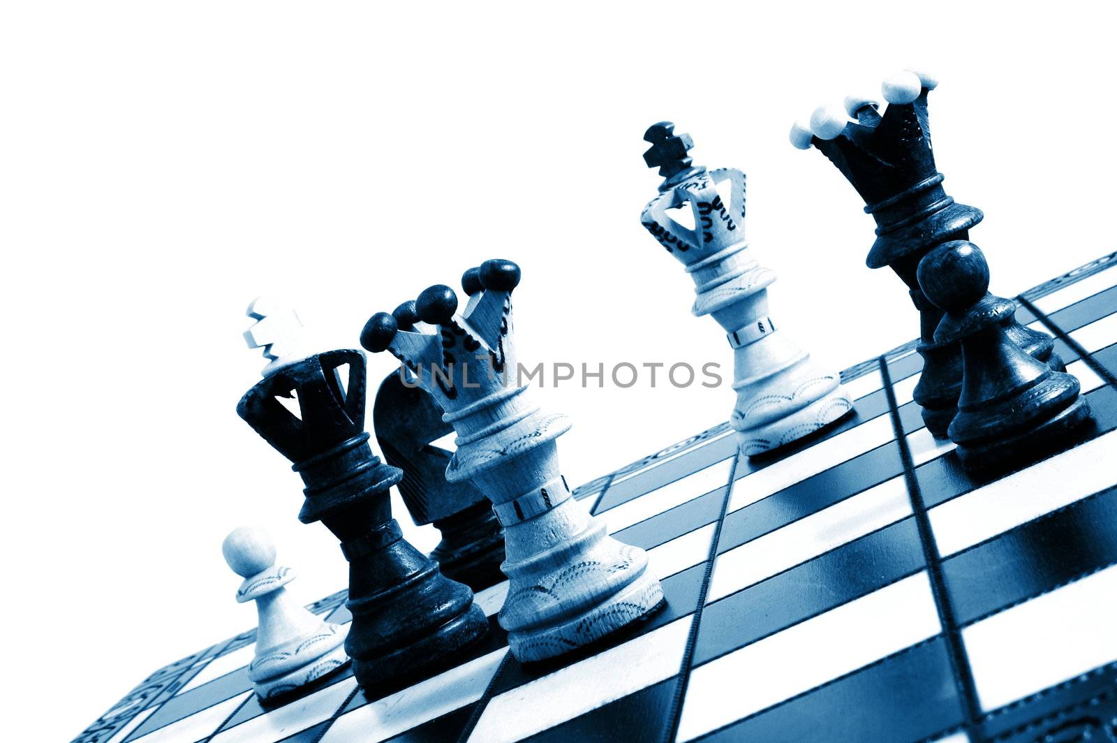 chess pieces on a chess board showing concept for strategic business