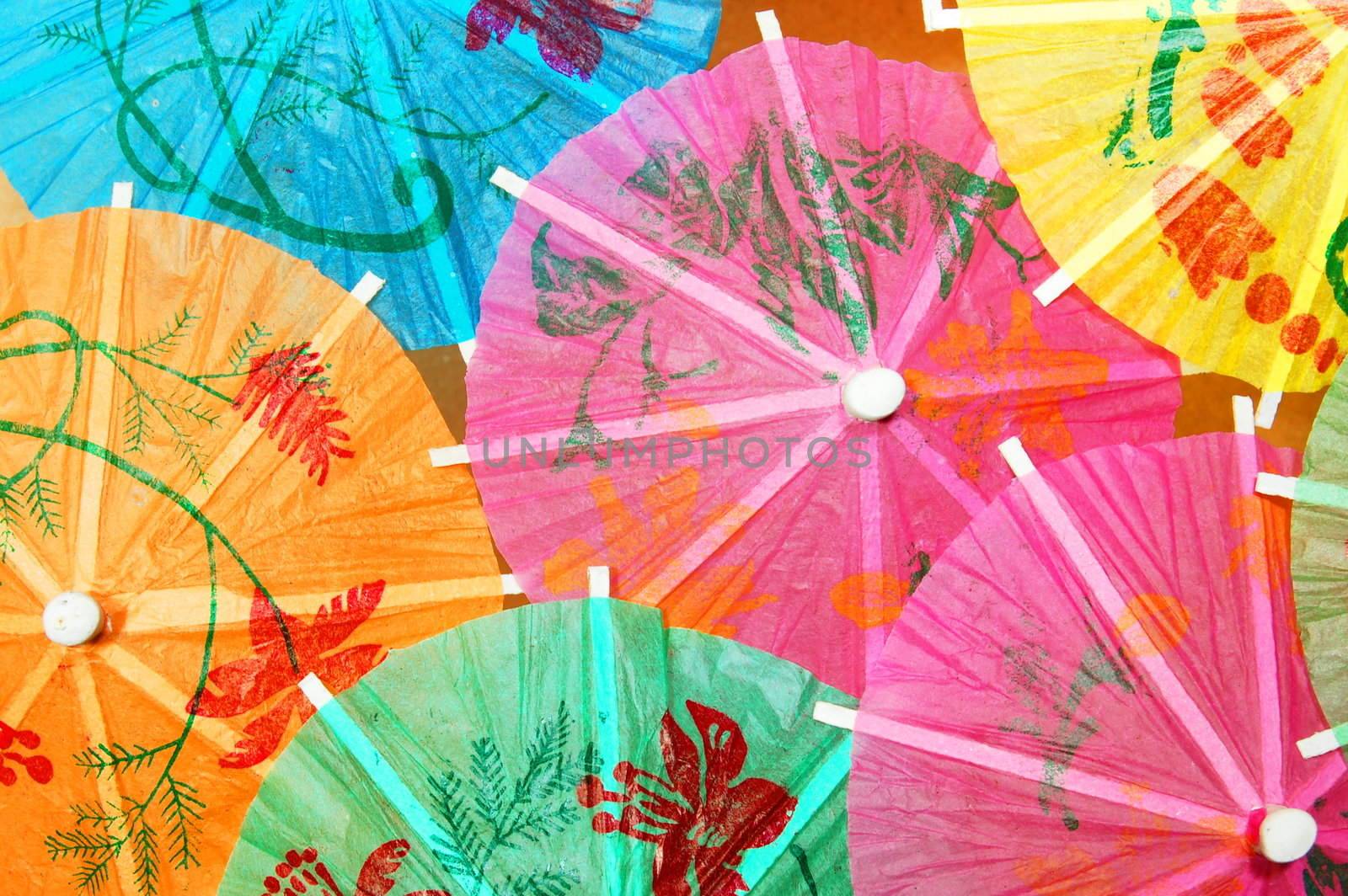 party background with cocktail umbrella and copyspace