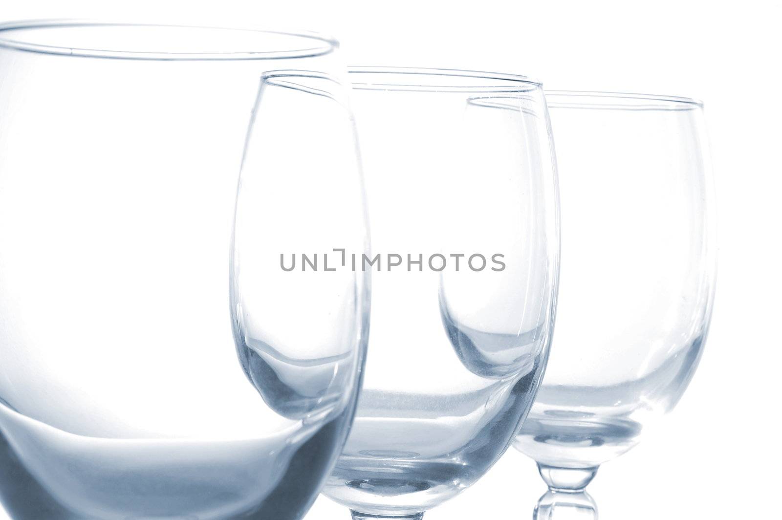 empty vine glasses isolated on white background