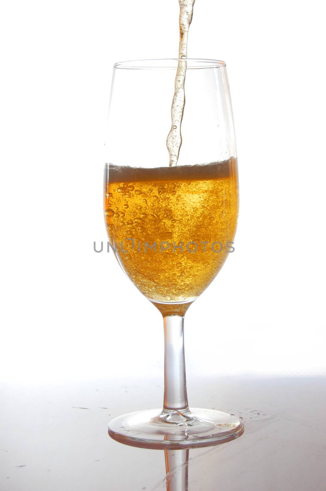 fresh and cold beer on white background