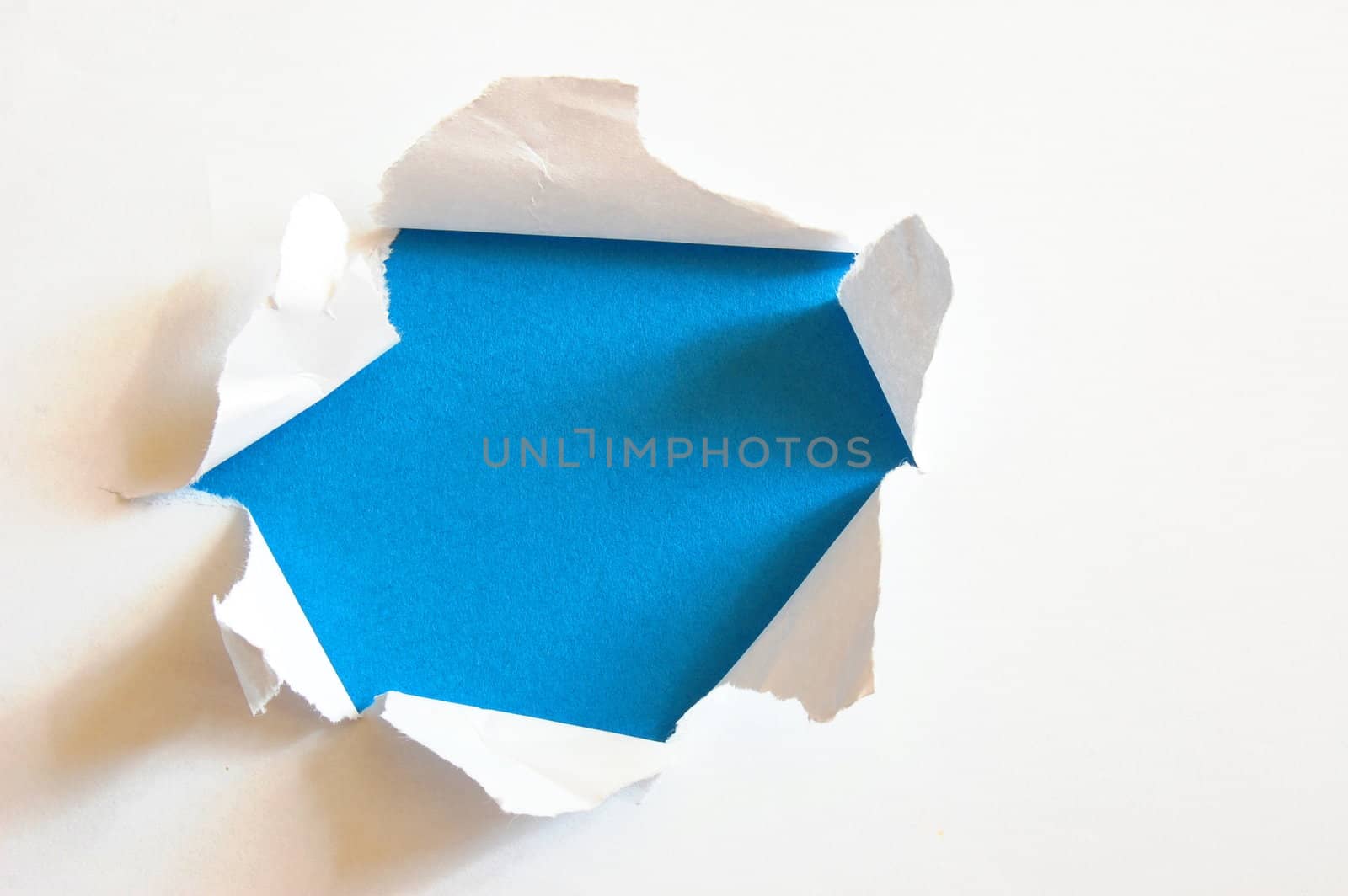 blue hole with copyspace in blank and empty sheet paper