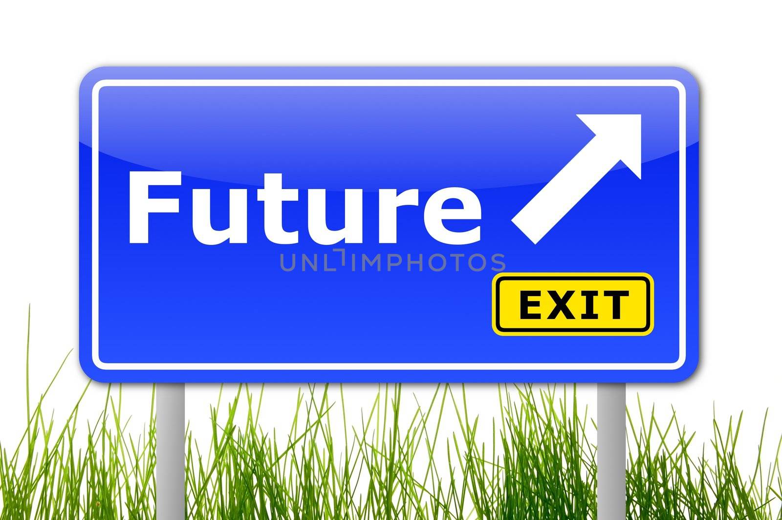 traffic sign with future and arrow showing the right direction
