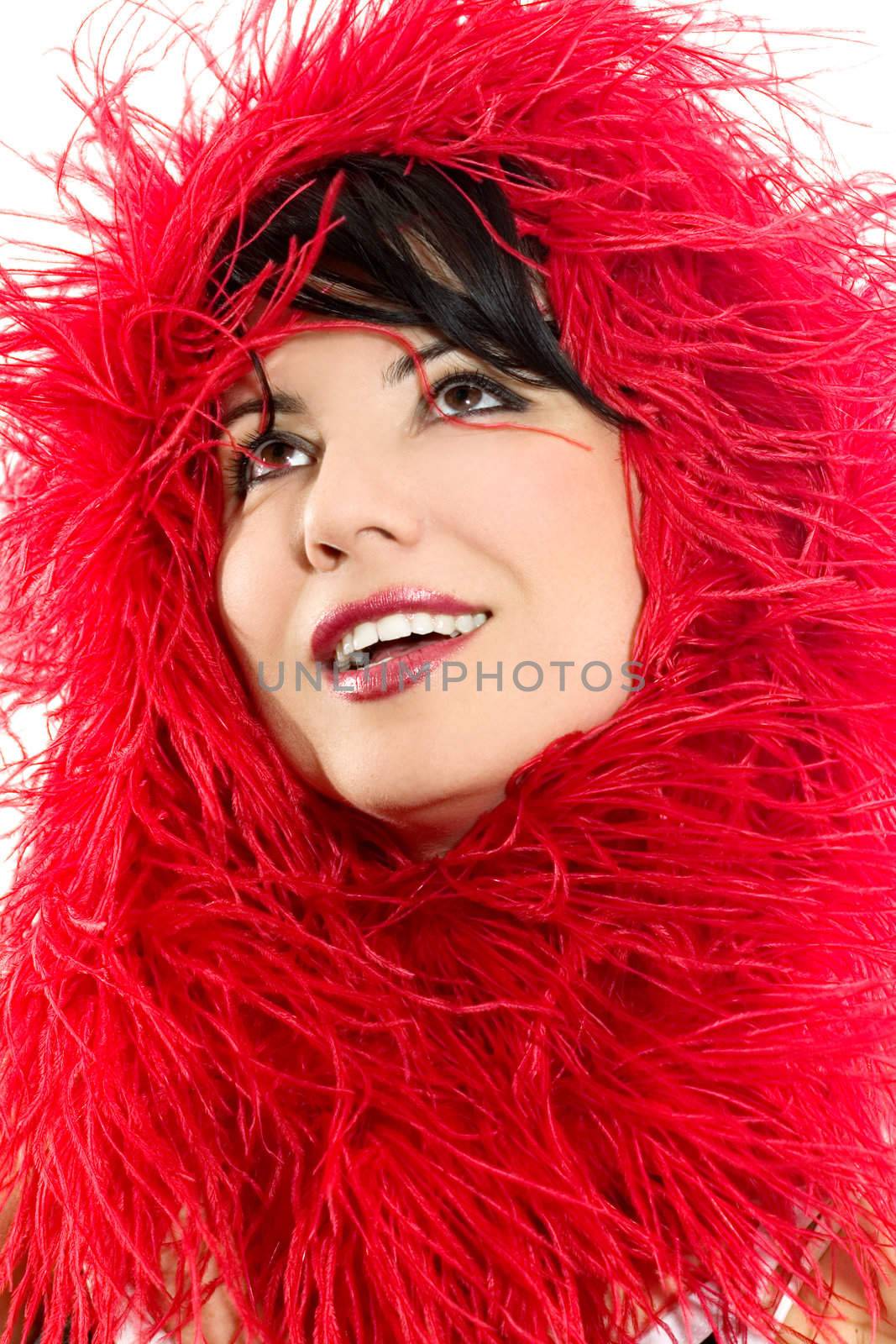 Alluring woman looking glamorous in red.