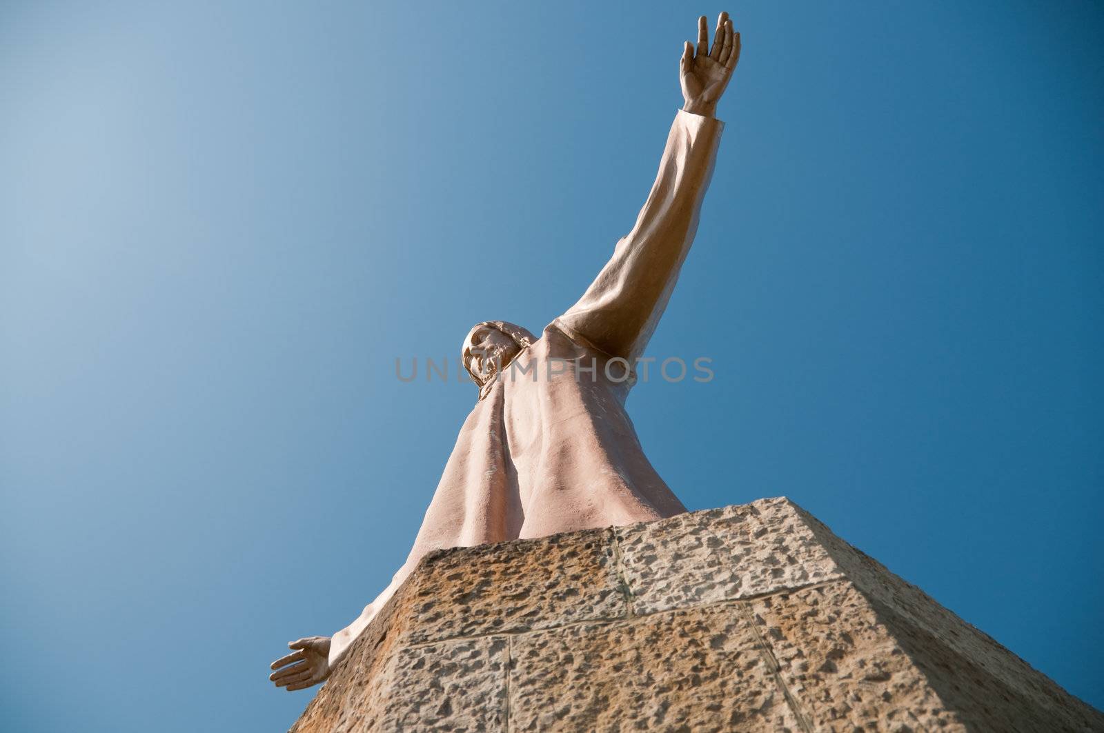 Shot of statue on the blue sky in Spain