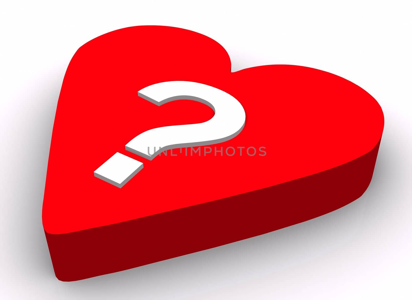 Love concept - Question mark on red heart
 by jareso