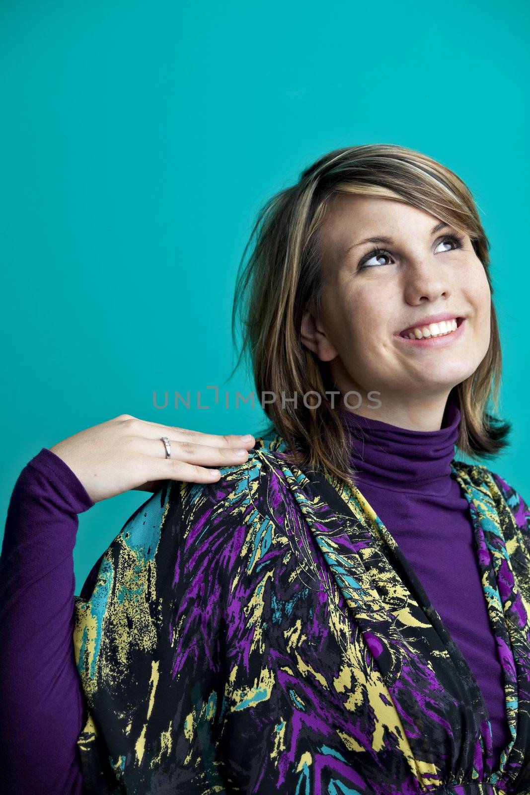 young woman and a green background by bernjuer