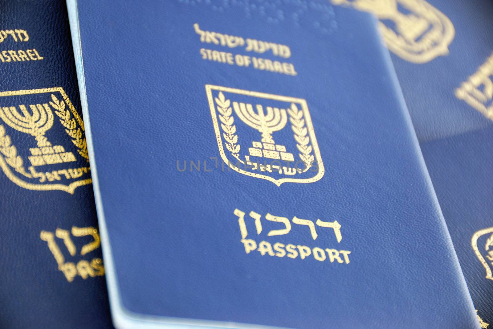 Lot of Israel sitizen passports close-up