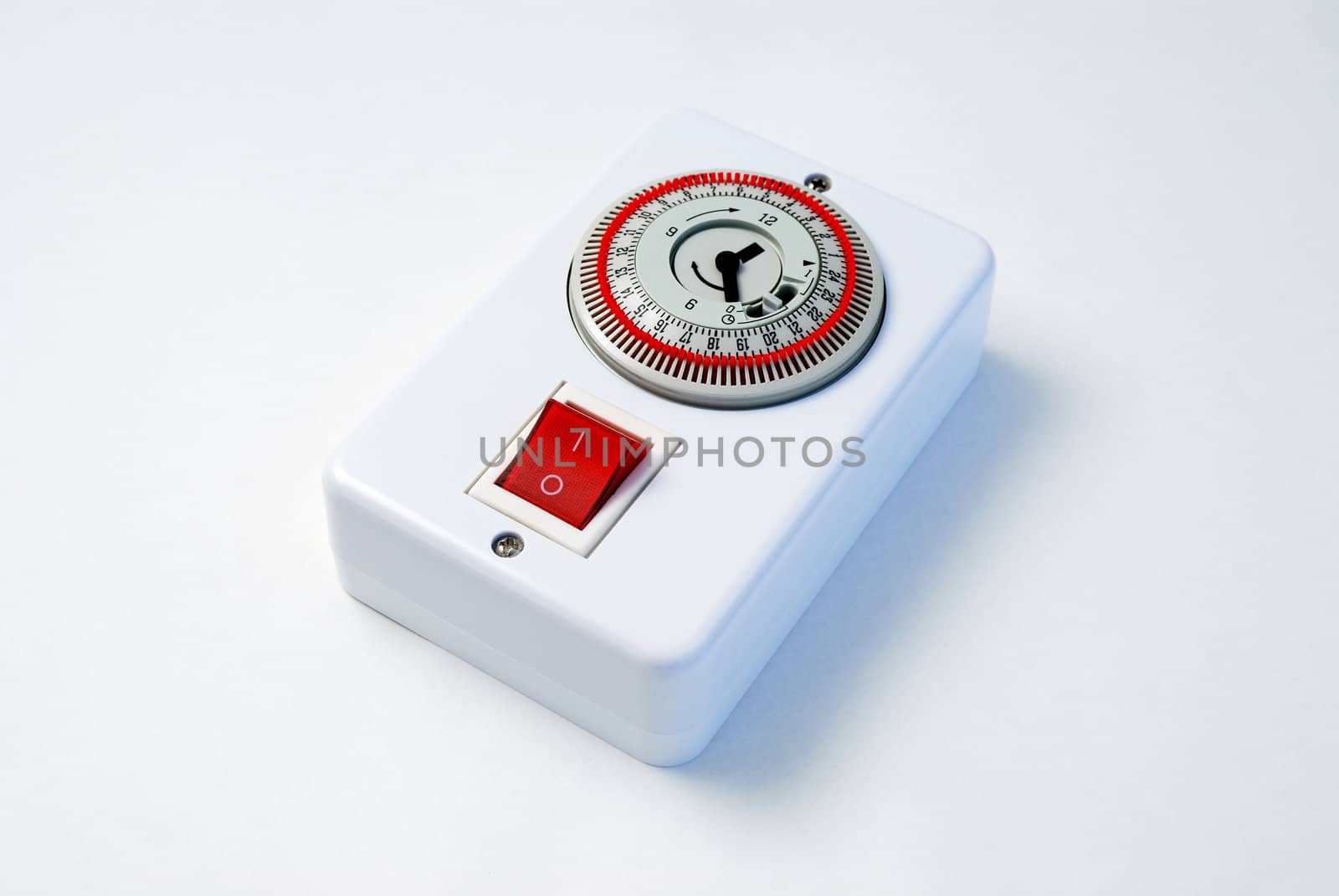 Electrical switch with timer isolated on white background