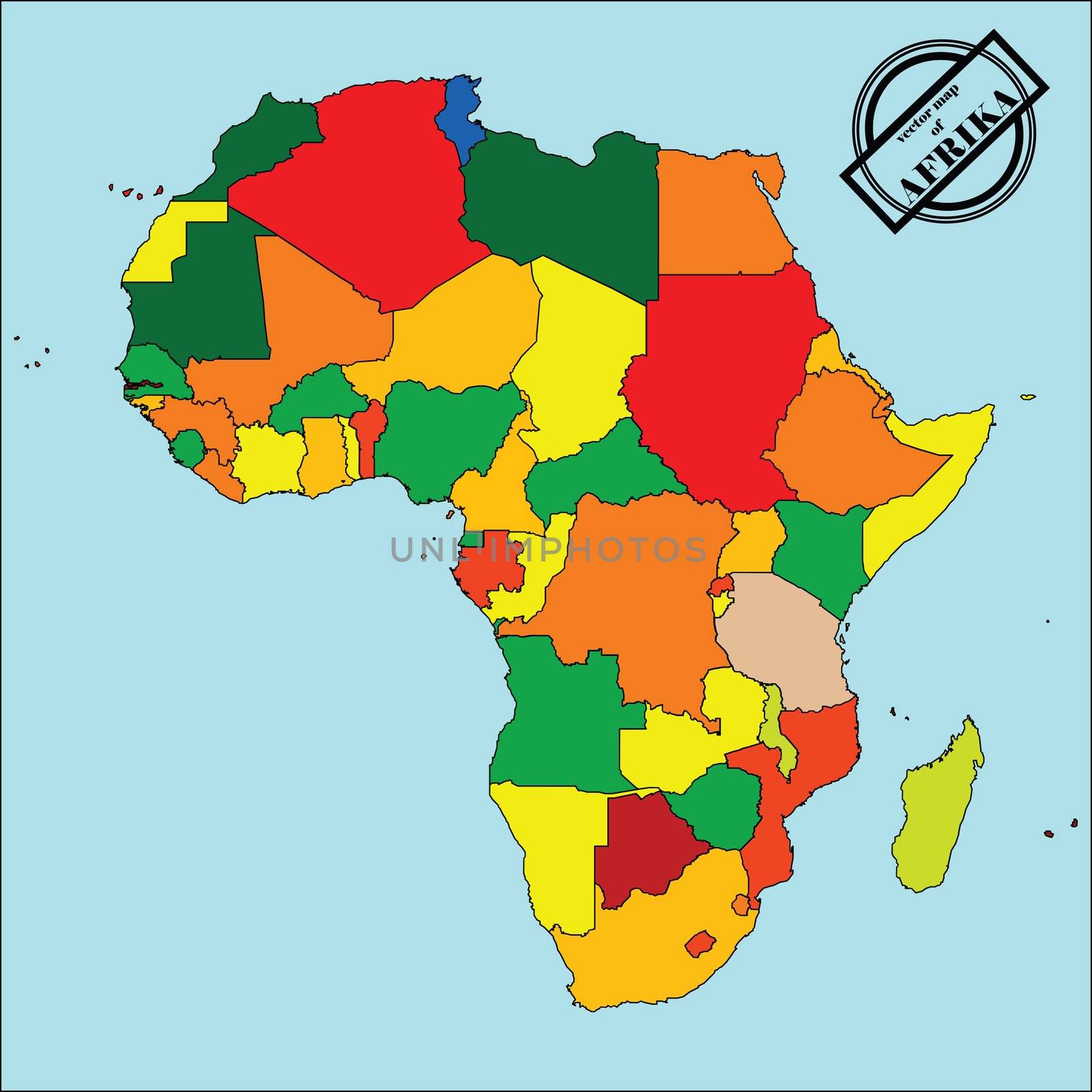 Political map of africain colors, easy to edit, copy, paste, move countries