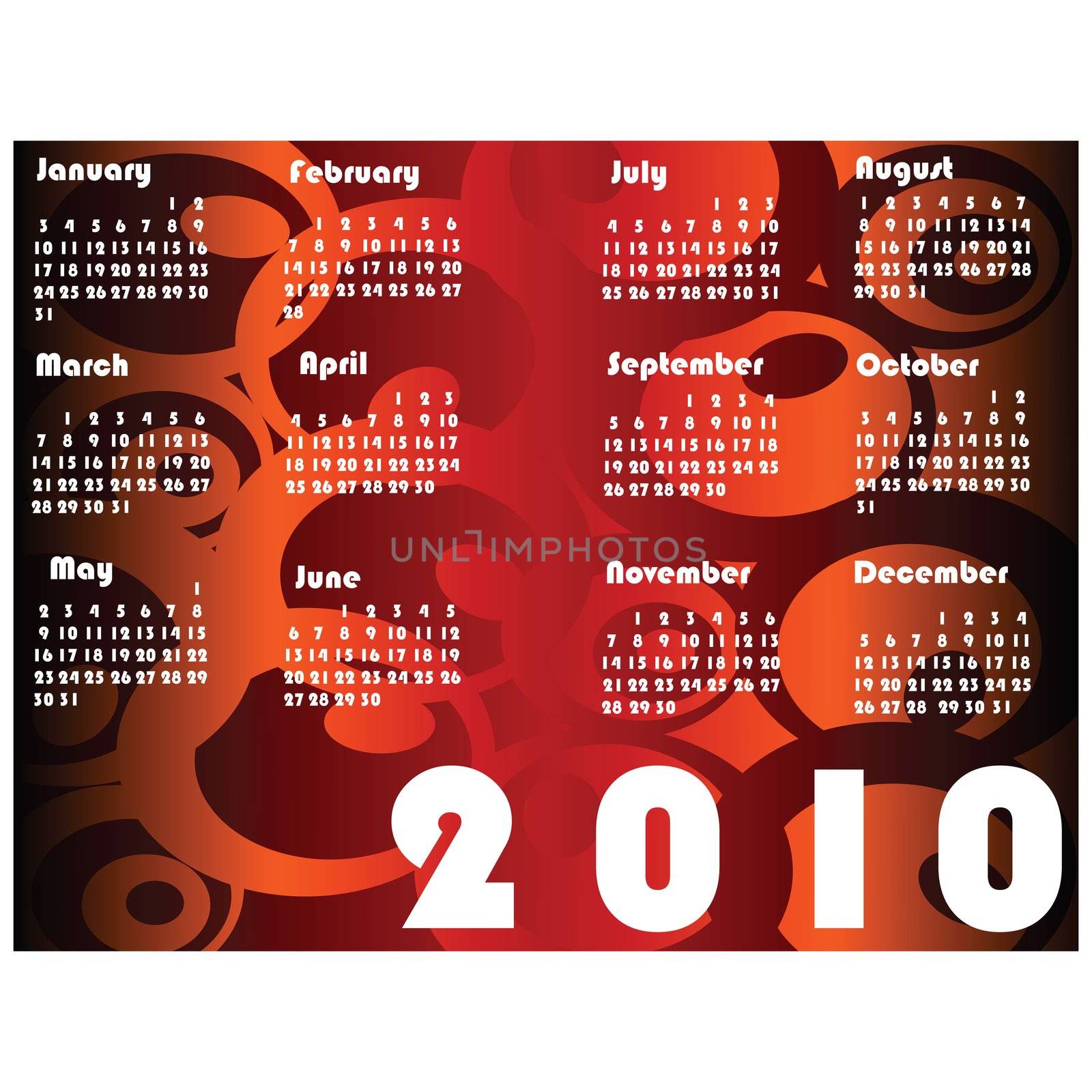 Pocket calendar for 2010