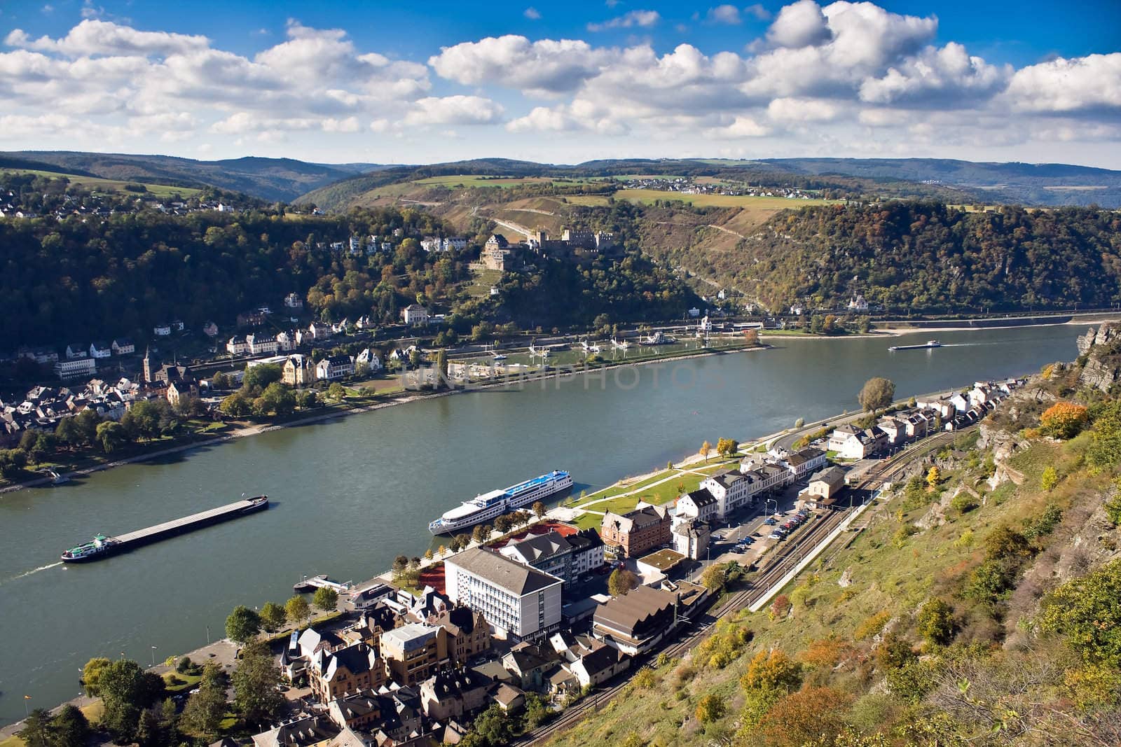 St. Goar and St. Goarshausen near Loreley, Upper Middle Rhine Valley, Germany
