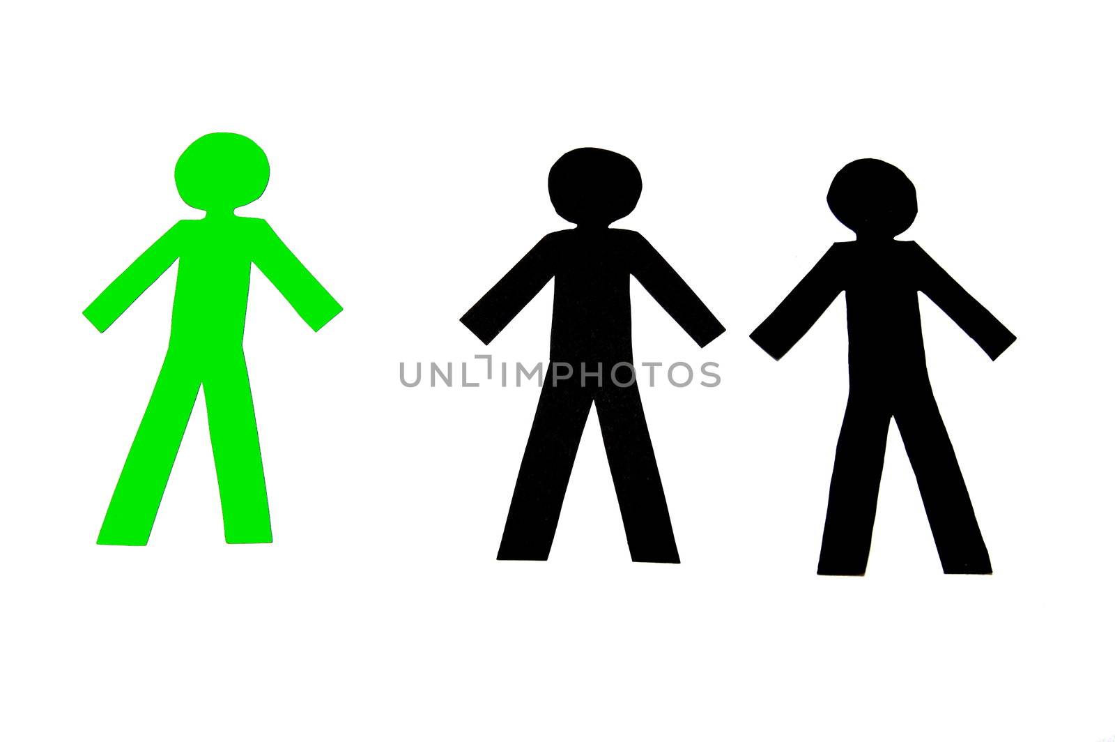 Some People made of Paper isolated on white background.