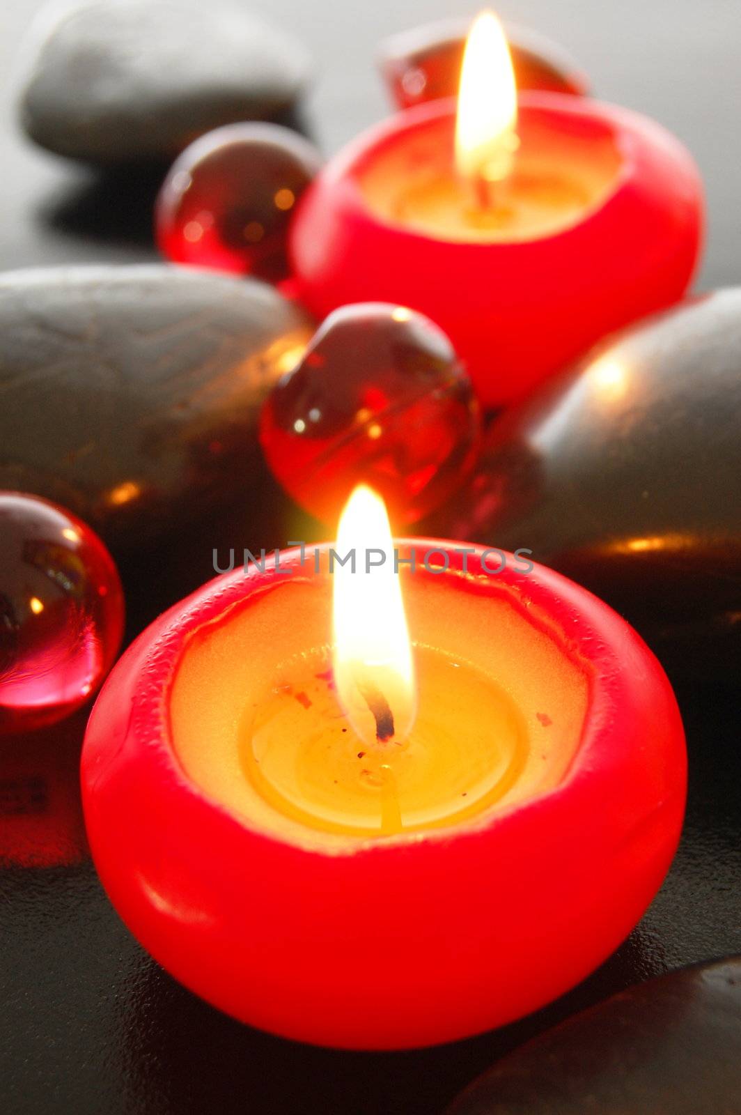 romantic candle decoration showing spa or xmas feeling