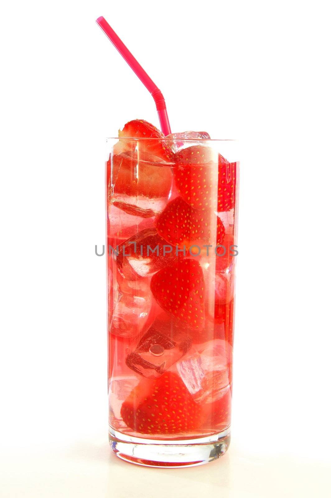 strawberry fruit juice or cocktail drink isolated on white