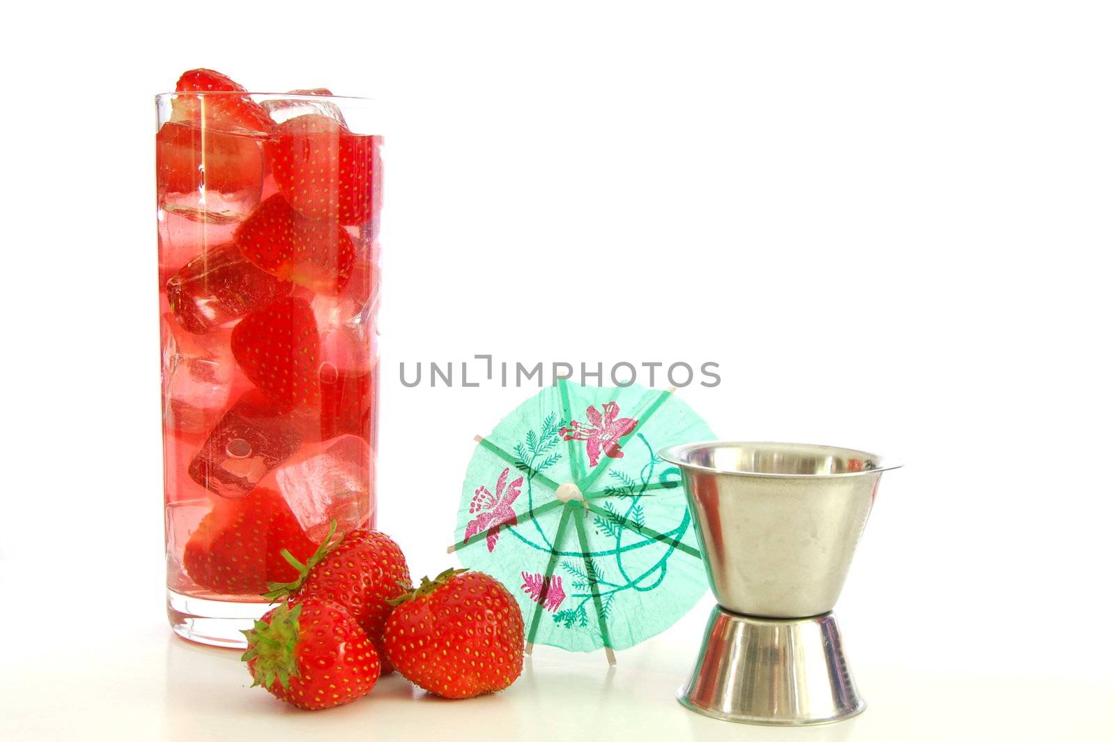 alcoholic strawberry summer drink with red fruits and alcohol