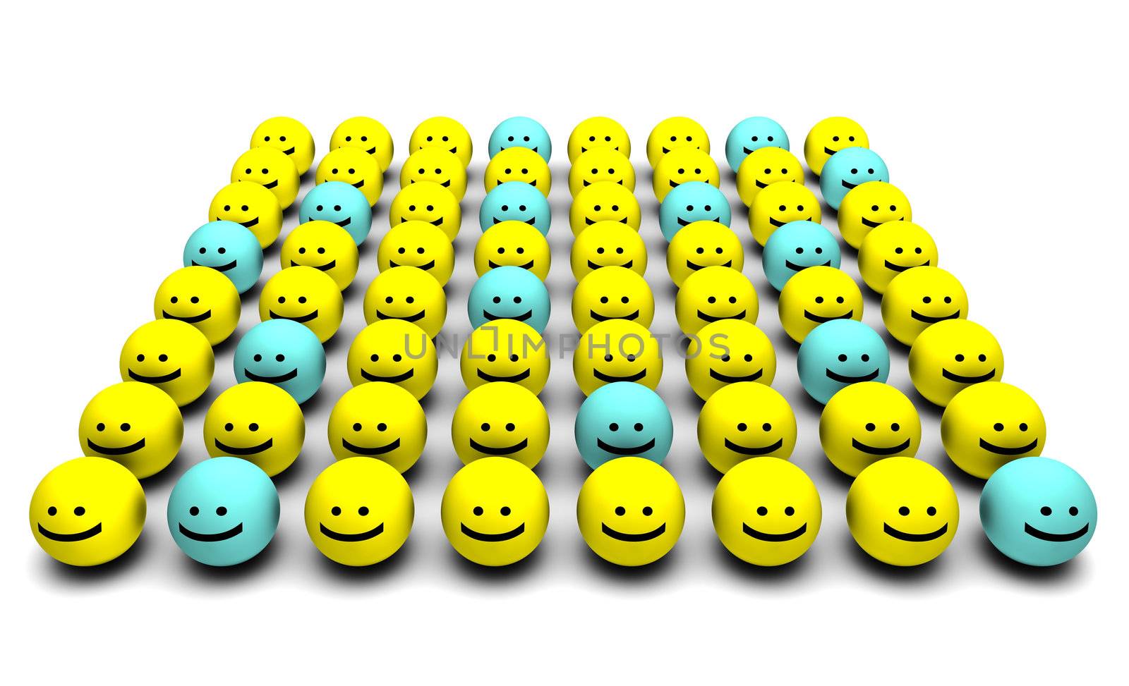 Shiny Happy People Smiling Faces in 3d